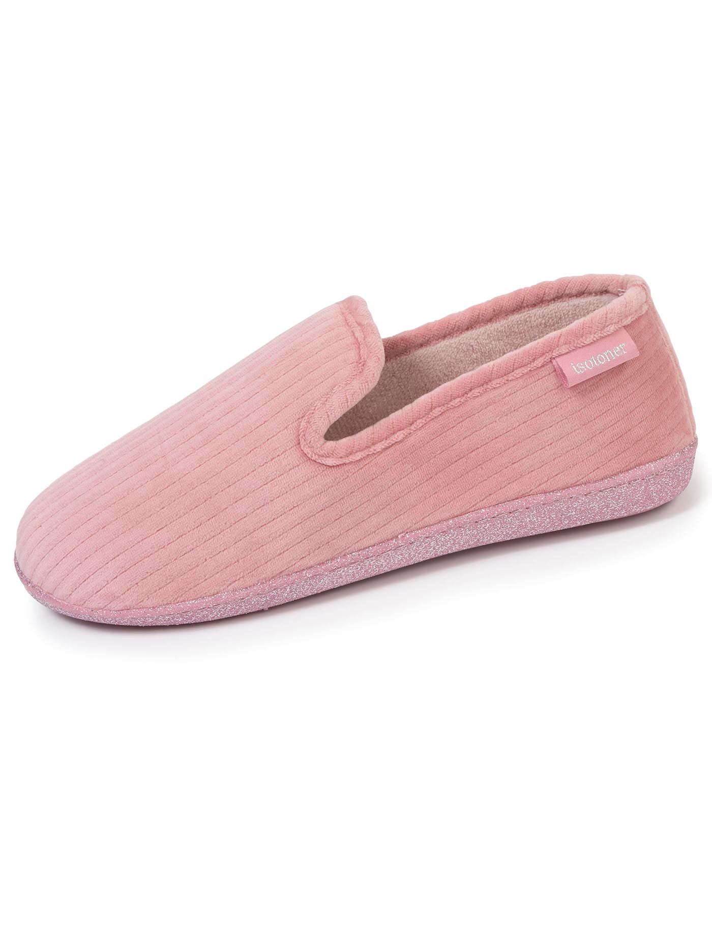 isotoner-charentaises-femme-rose-paillet-velours image 6