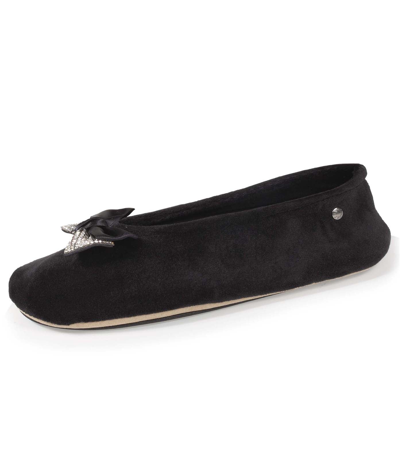 isotoner-chaussons-ballerines-femme-n-ud-bijou-noir image 6