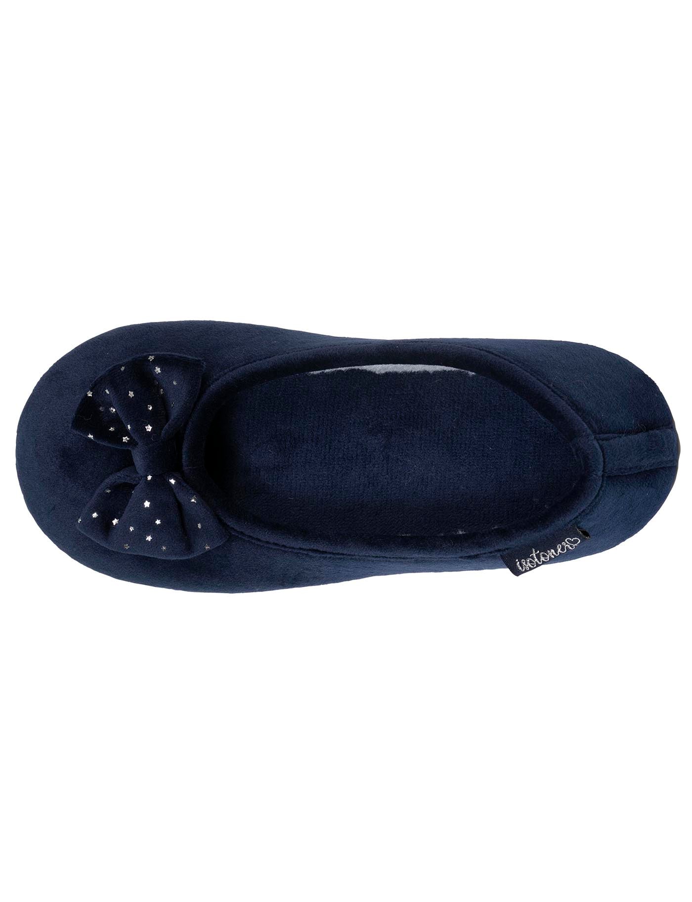 isotoner-chaussons-ballerines-femme-n-ud-toil-marine image 7