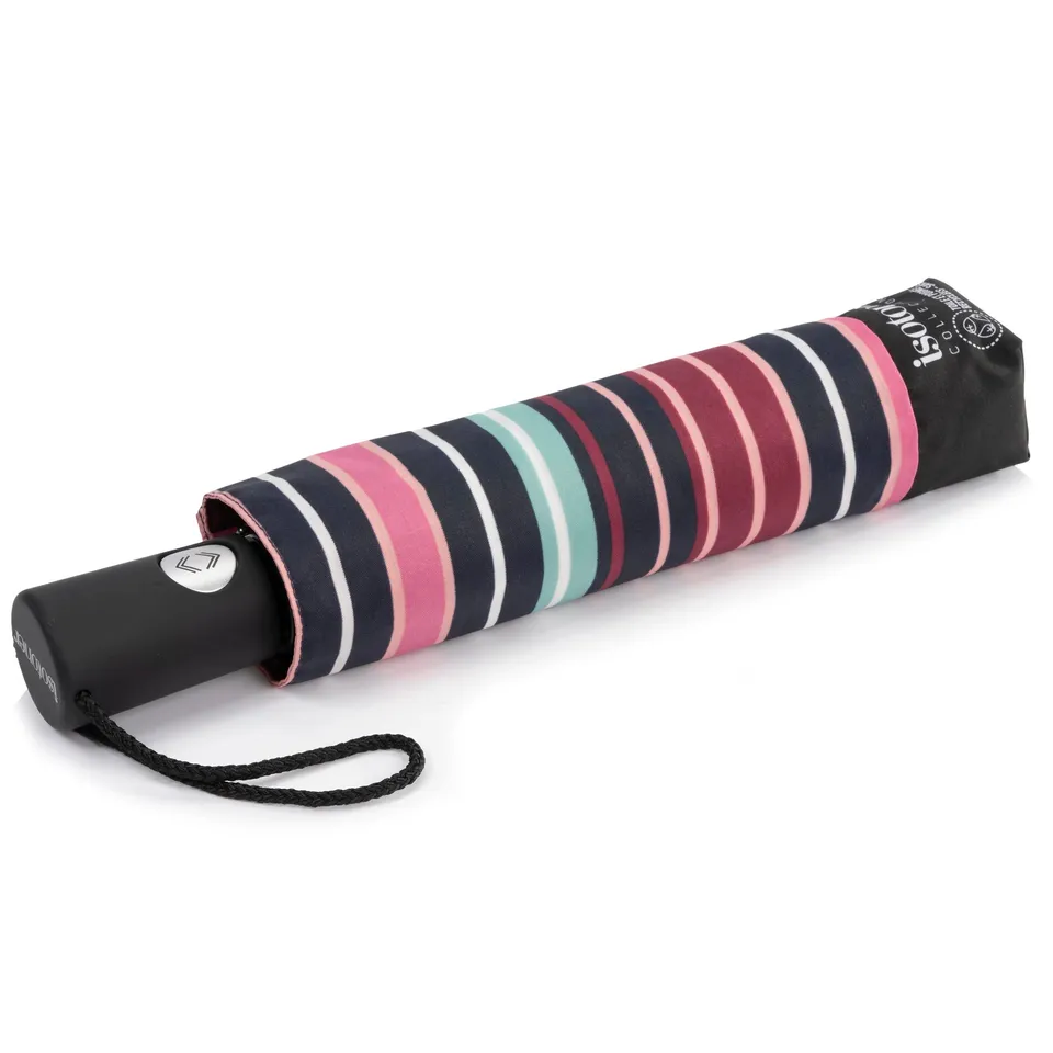 isotoner-parapluie-auto-rayures-blush-ultra-d-perlant image 1