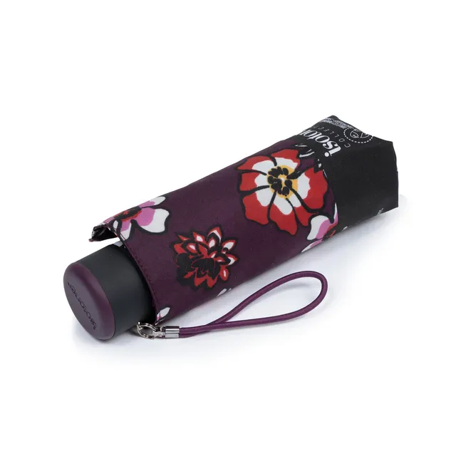 isotoner-parapluie-mini-slim-fleurs-pens-es-violet image 1