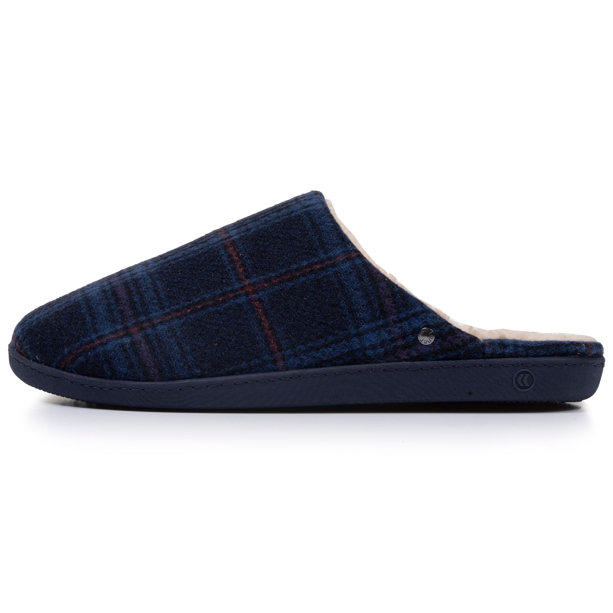 isotoner-chaussons-mules-homme-tartan-bleus-vo-te-plantaire image 3