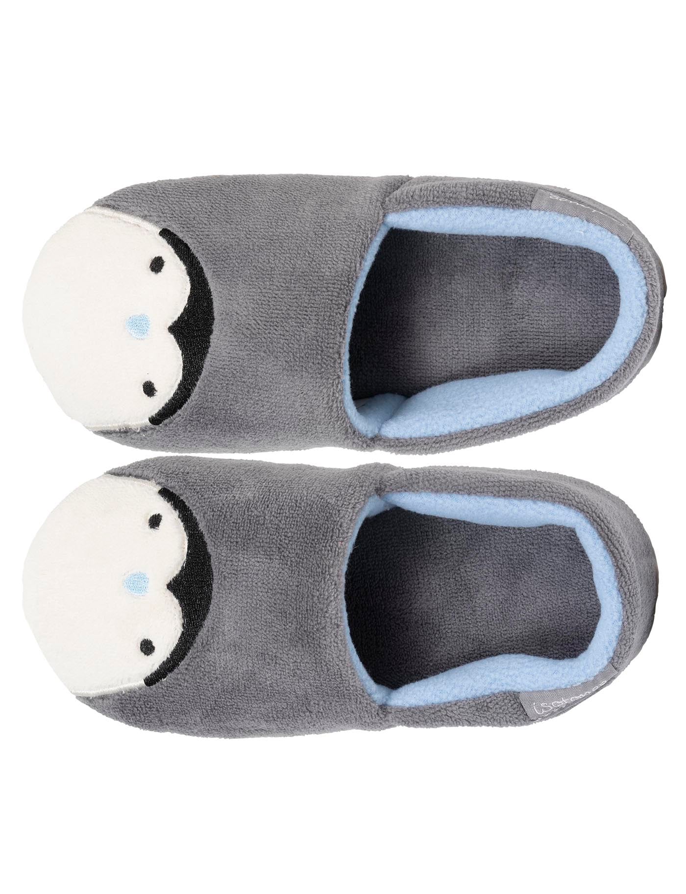 isotoner-chaussons-slippers-enfant-gris-pingouin-blanc image 7