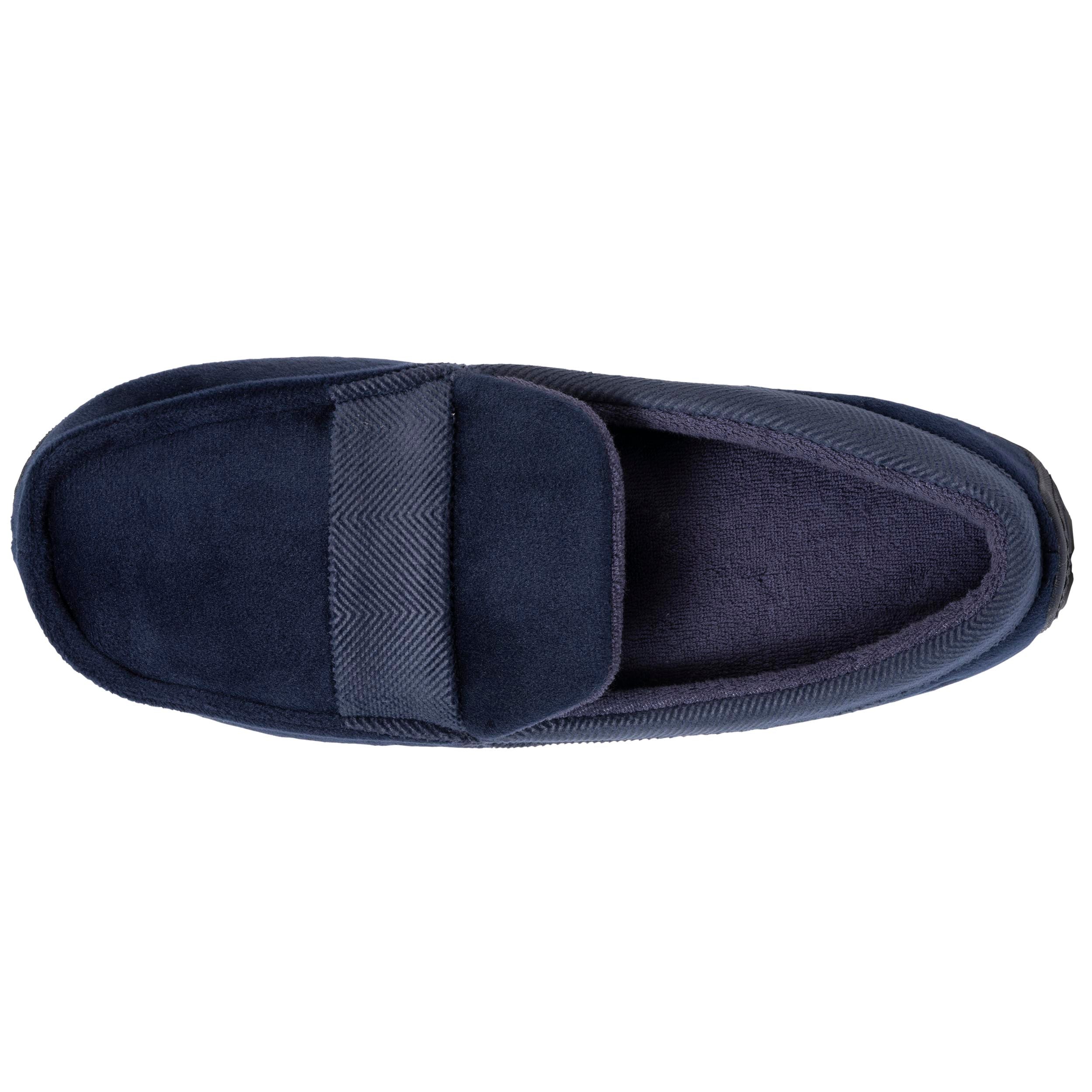 isotoner-chaussons-mocassins-homme-marine-chevrons-premium image 3