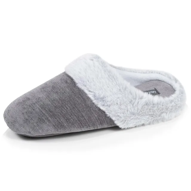 isotoner-chaussons-mules-femme-paillet-gris-fonc image 1