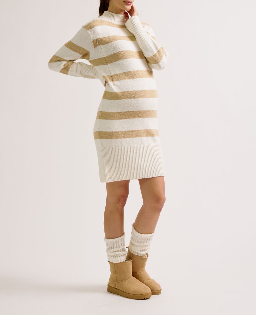 cache-c-ur-normandie-robe-pull-grossesse-et-allaitement-beige-ivoire image 2