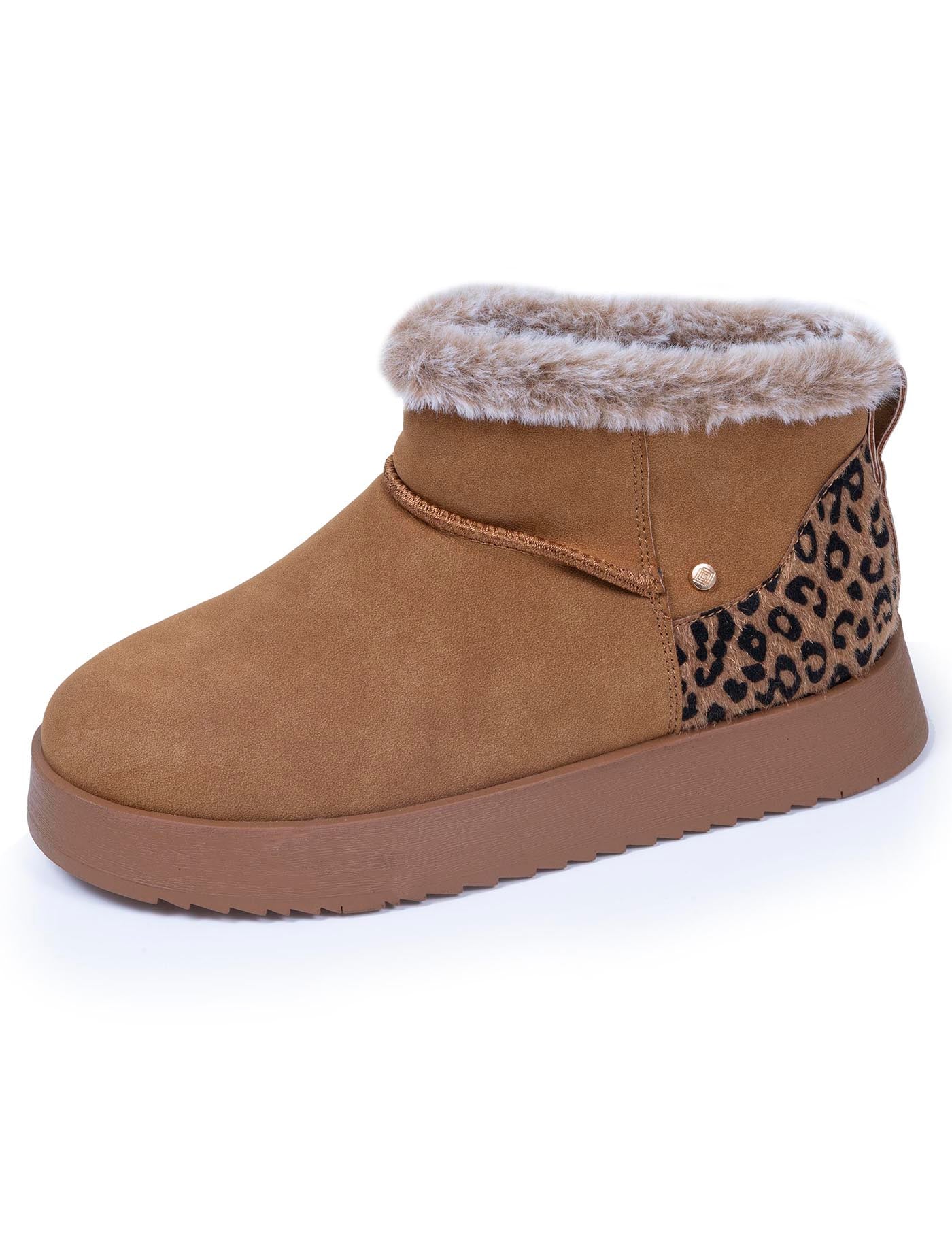 isotoner-bottines-femme-imitation-fourrure-camel-l-opard-plateforme image 6
