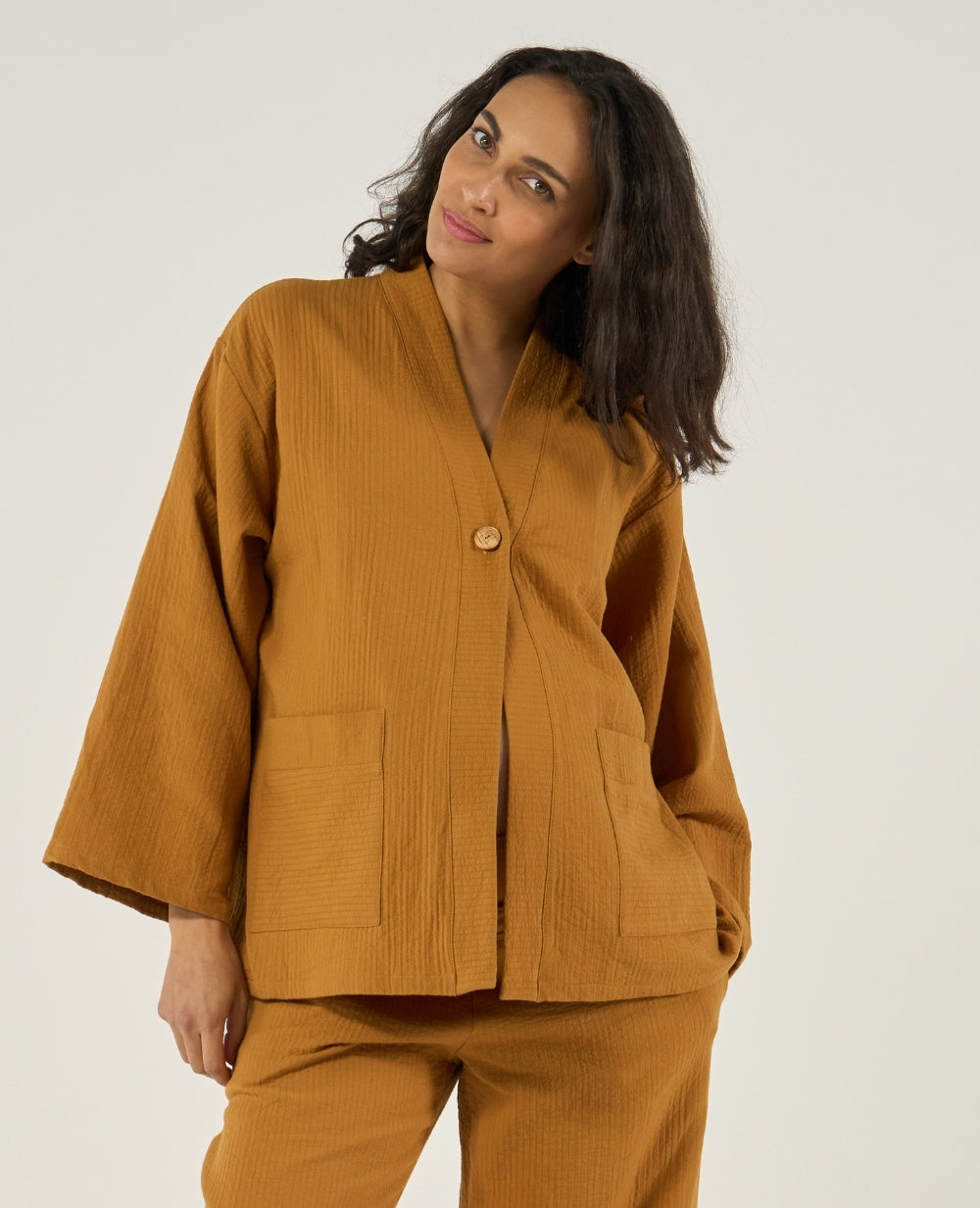 cache-c-ur-veste-de-maternit-celia-kimono-cumin-coton-bio image 3