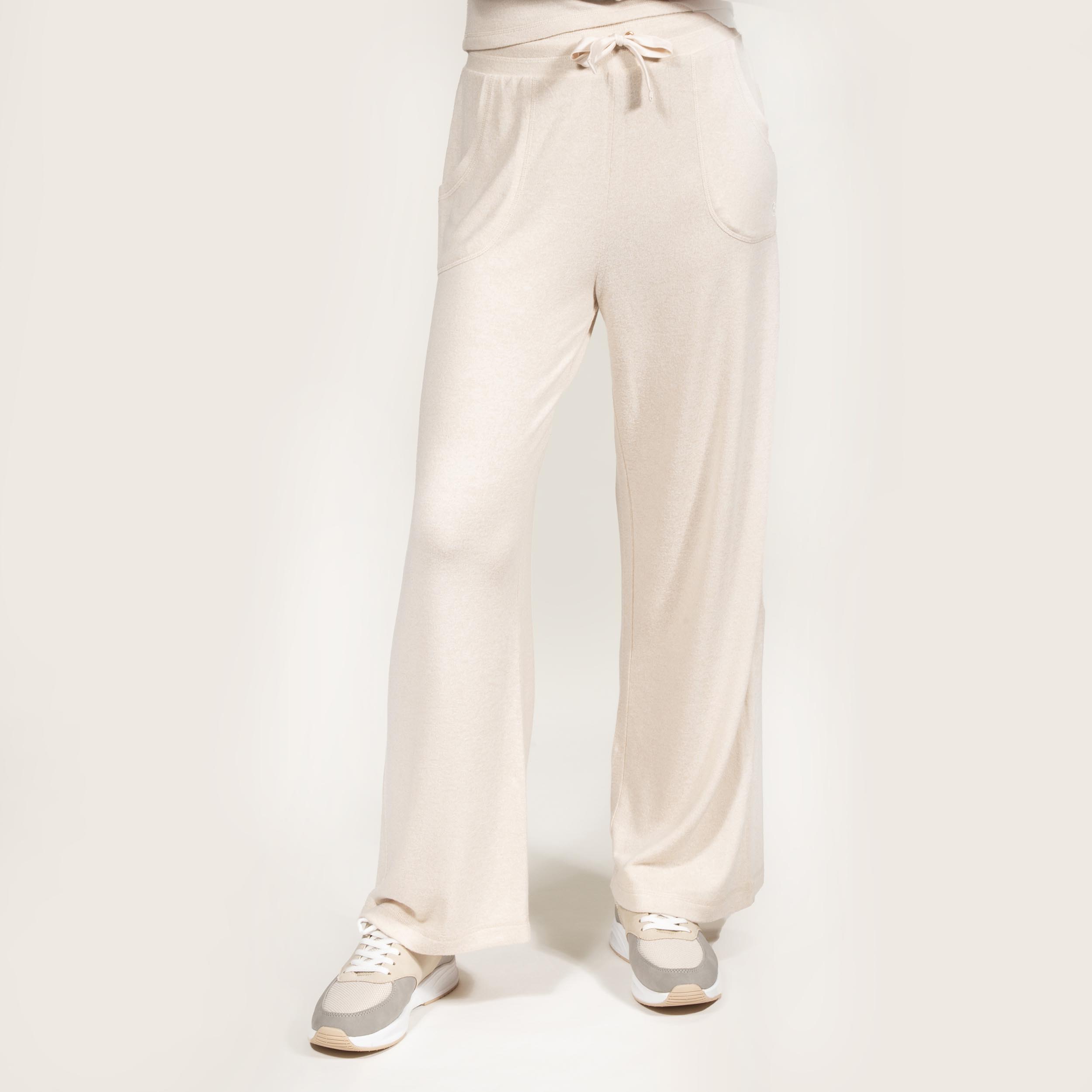 isotoner-pantalon-large-femme-beige-homewear-ultra-doux image 1