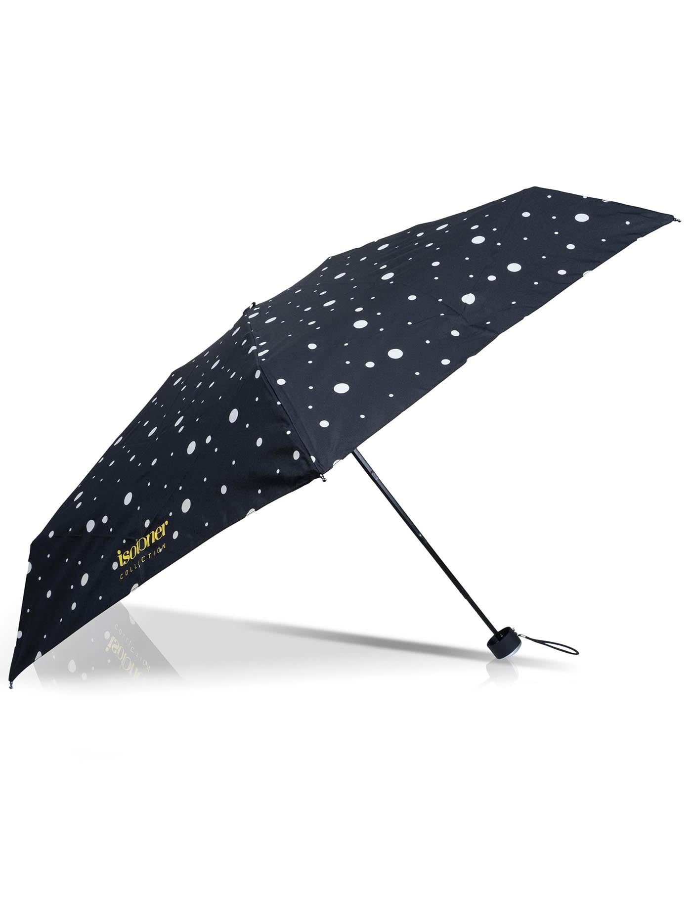 isotoner-parapluie-mini-slim-pois-noir-jaune image 7