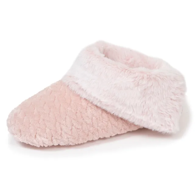 isotoner-chaussons-bottillons-femme-rose-micro-ponge-textur-e image 1