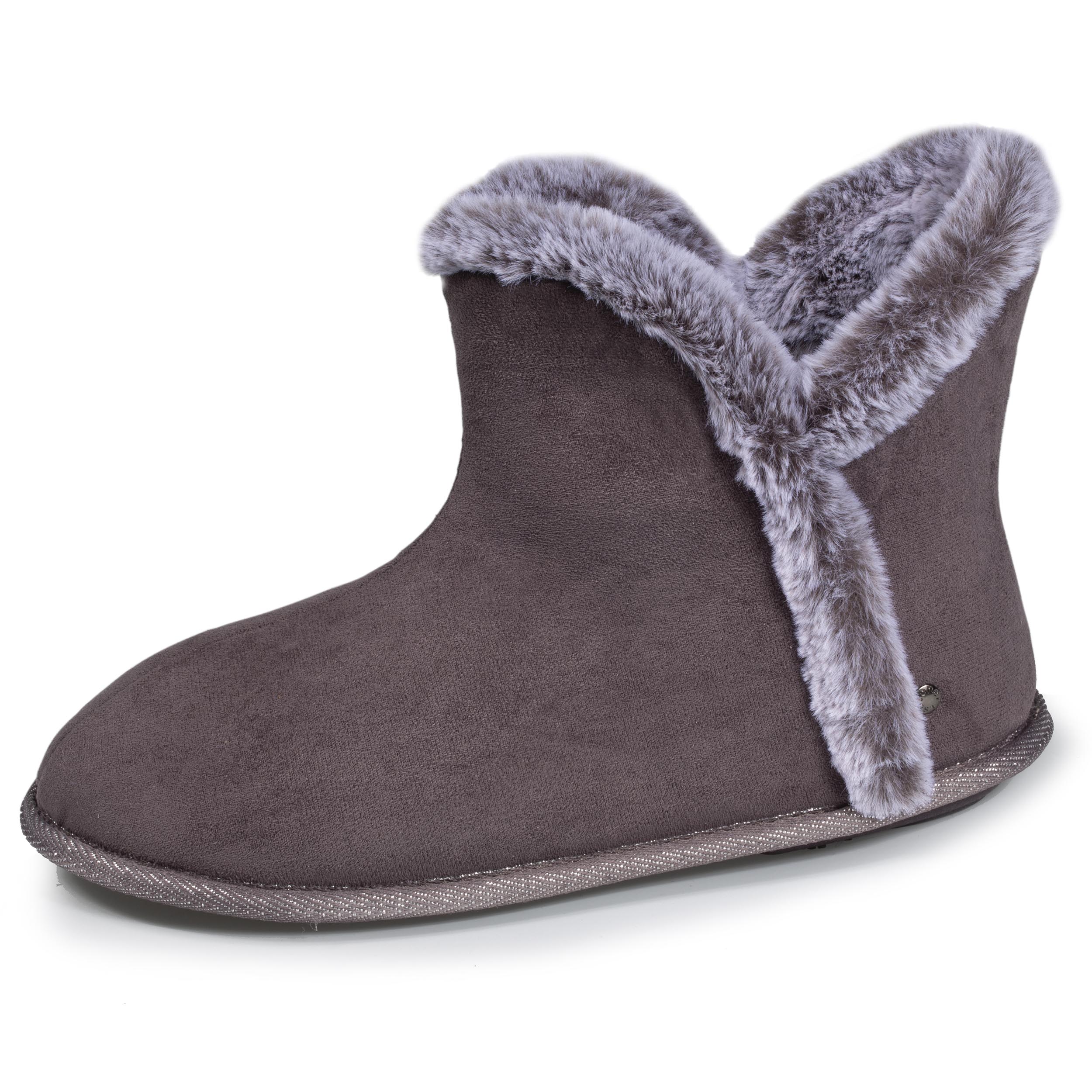 isotoner-chaussons-bottillons-femme-gris image 1