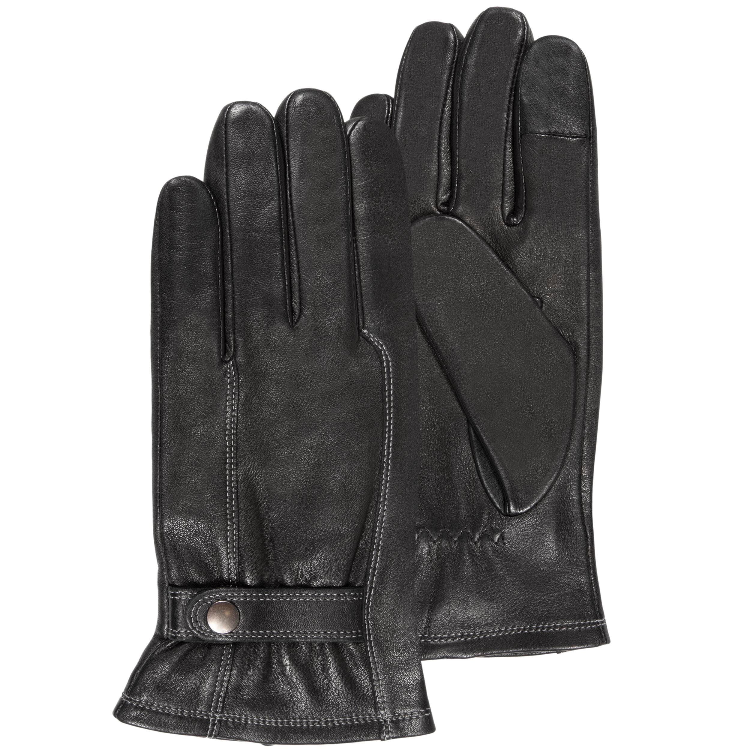 isotoner-gants-homme-cuir-d-agneau-noir-tactiles image 1