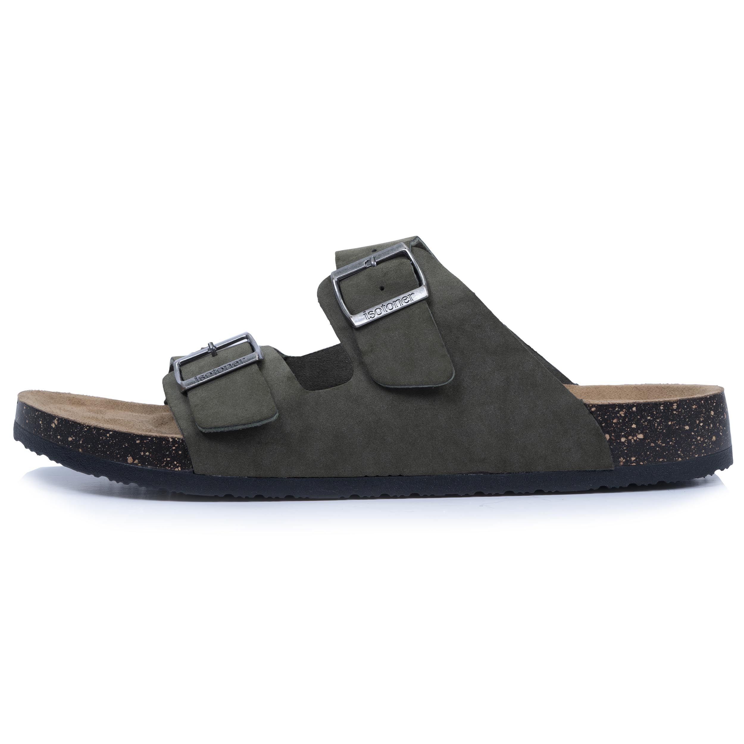 isotoner-mules-sandales-homme-double-bride-kaki-r-glable image 4