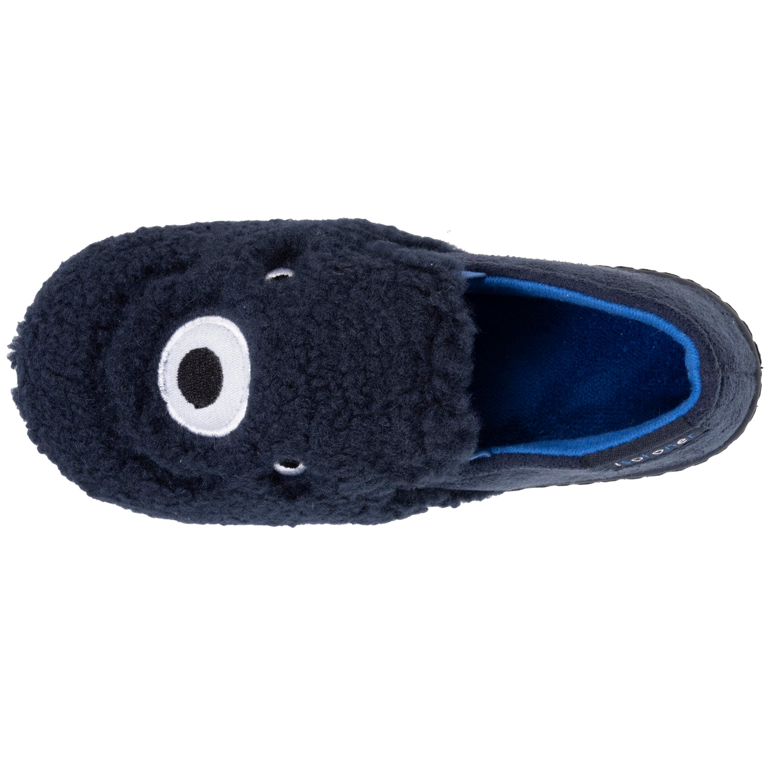 isotoner-chaussons-mocassins-enfant-marine-monstre-sherpa-antid-rapant image 2
