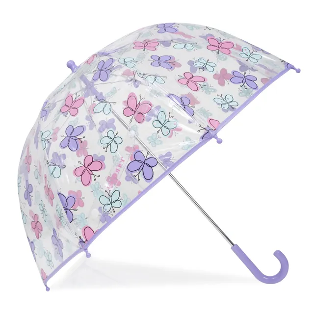 isotoner-parapluie-enfant-cloche-transparent-papillons image 1
