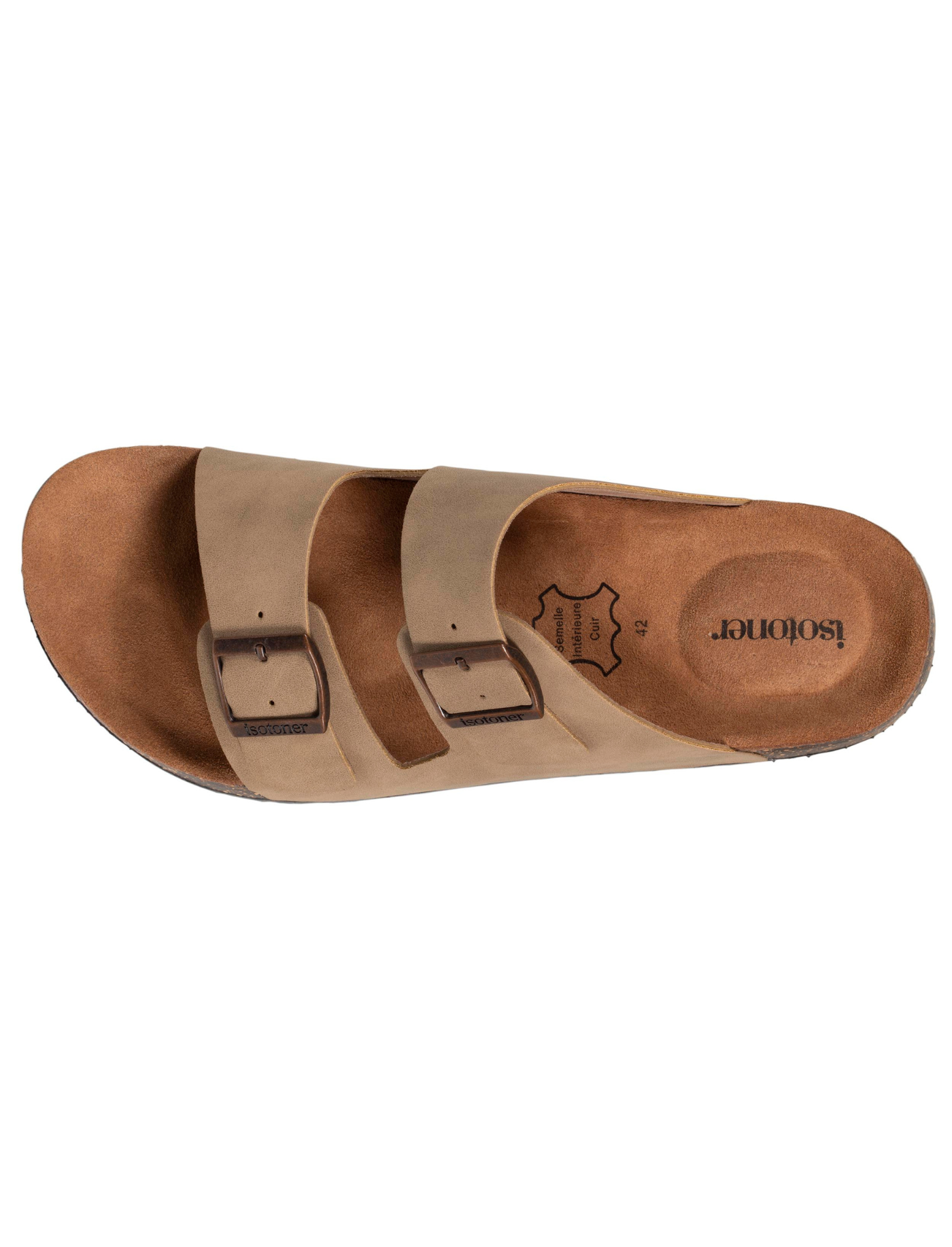 isotoner-mules-sandales-homme-double-bride-taupe image 7