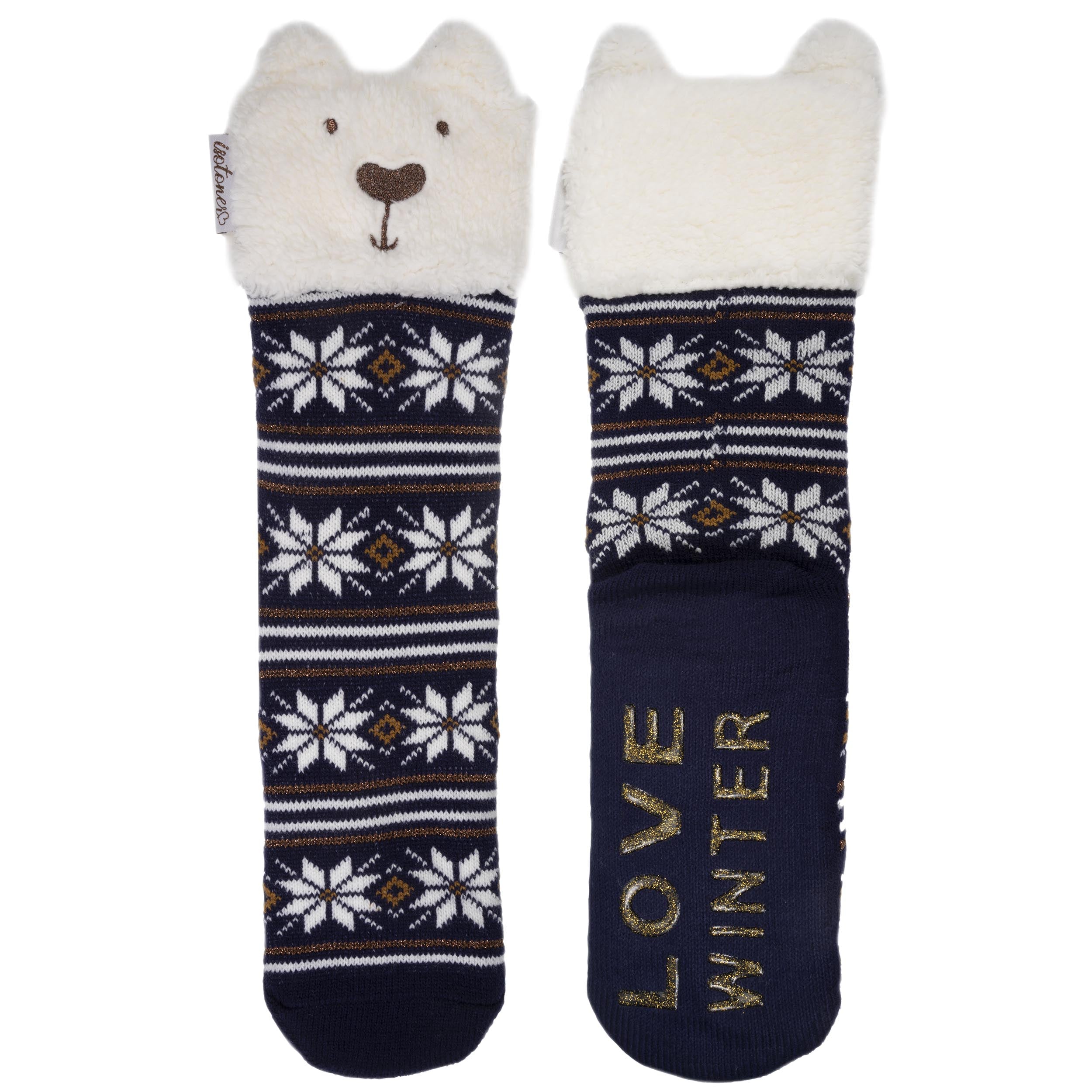 isotoner-chaussettes-fourr-es-femme-jacquard-marine image 2