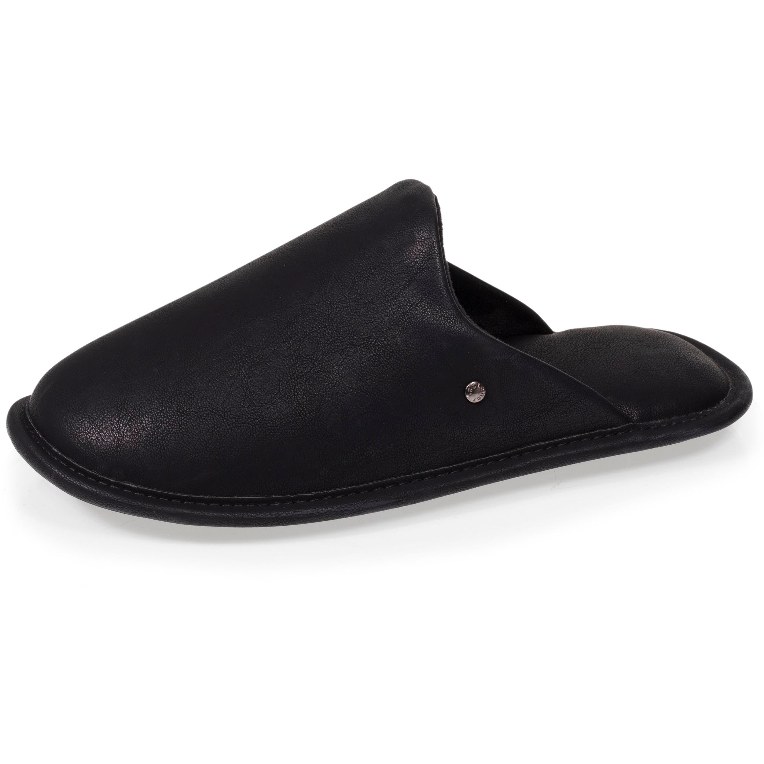 isotoner-chausson-mules-homme-cuir-synth-tique-noir image 1