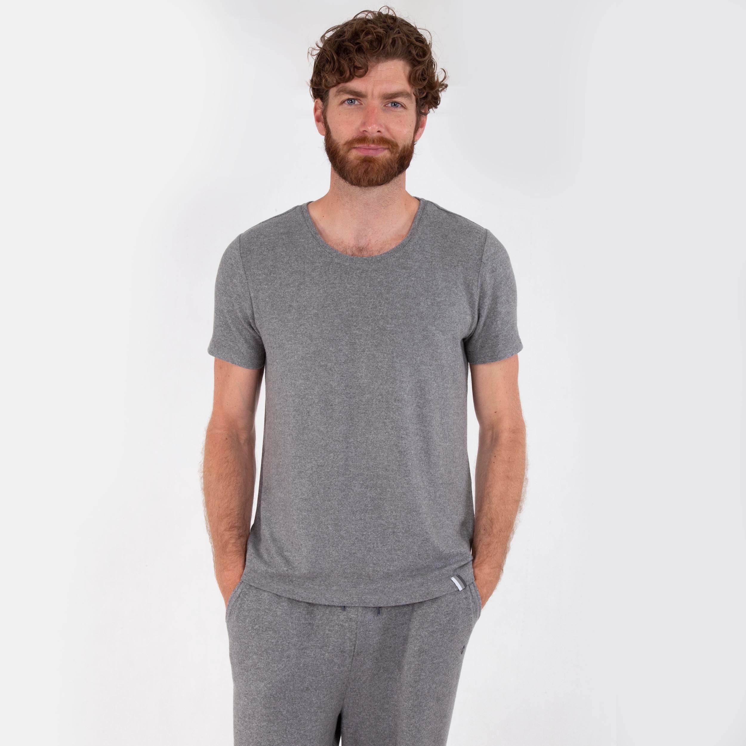 isotoner-t-shirt-manches-courtes-homme-gris-viscose-ecovero image 1