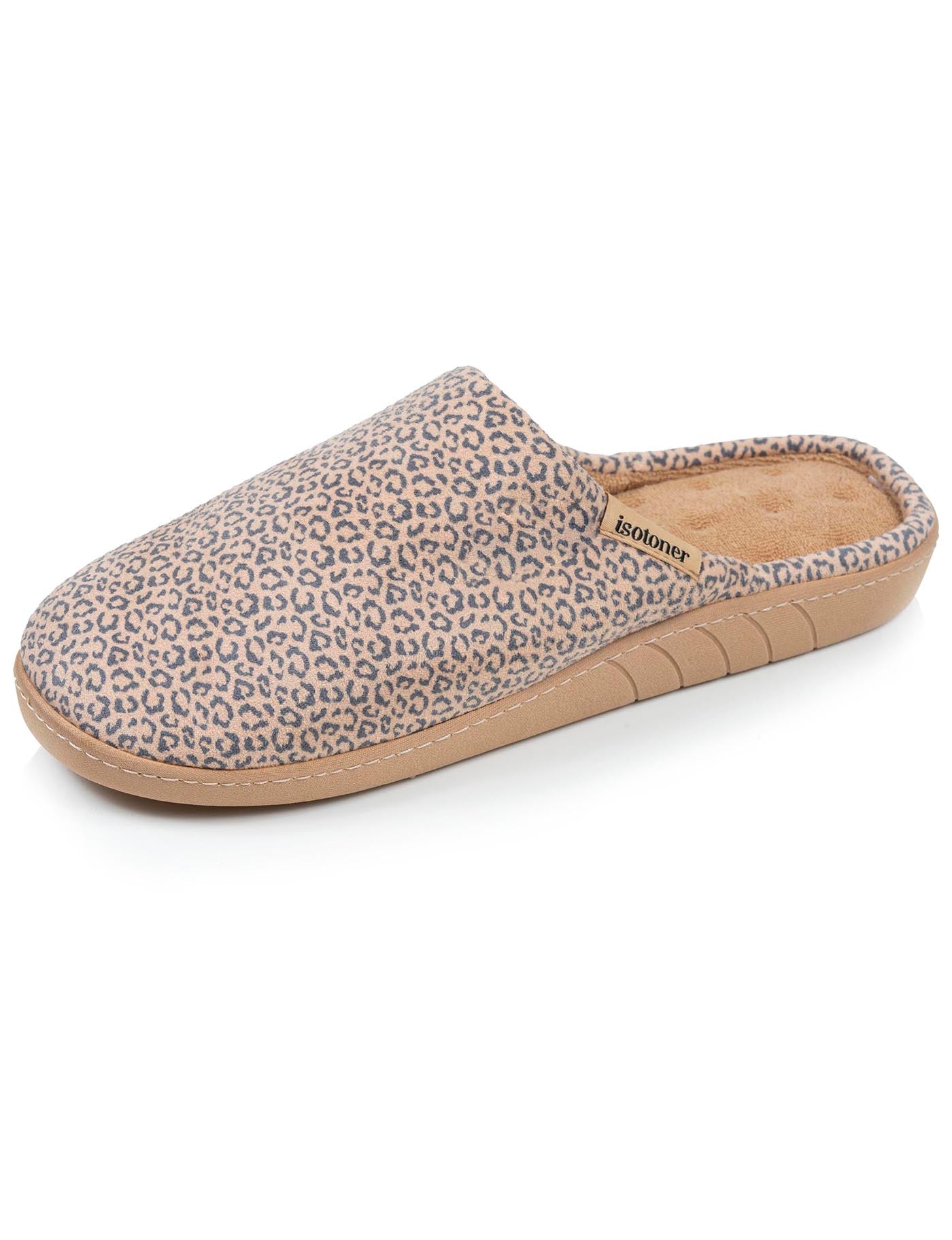 isotoner-chaussons-mules-femme-l-opard-beige-m-moire-de-forme image 6