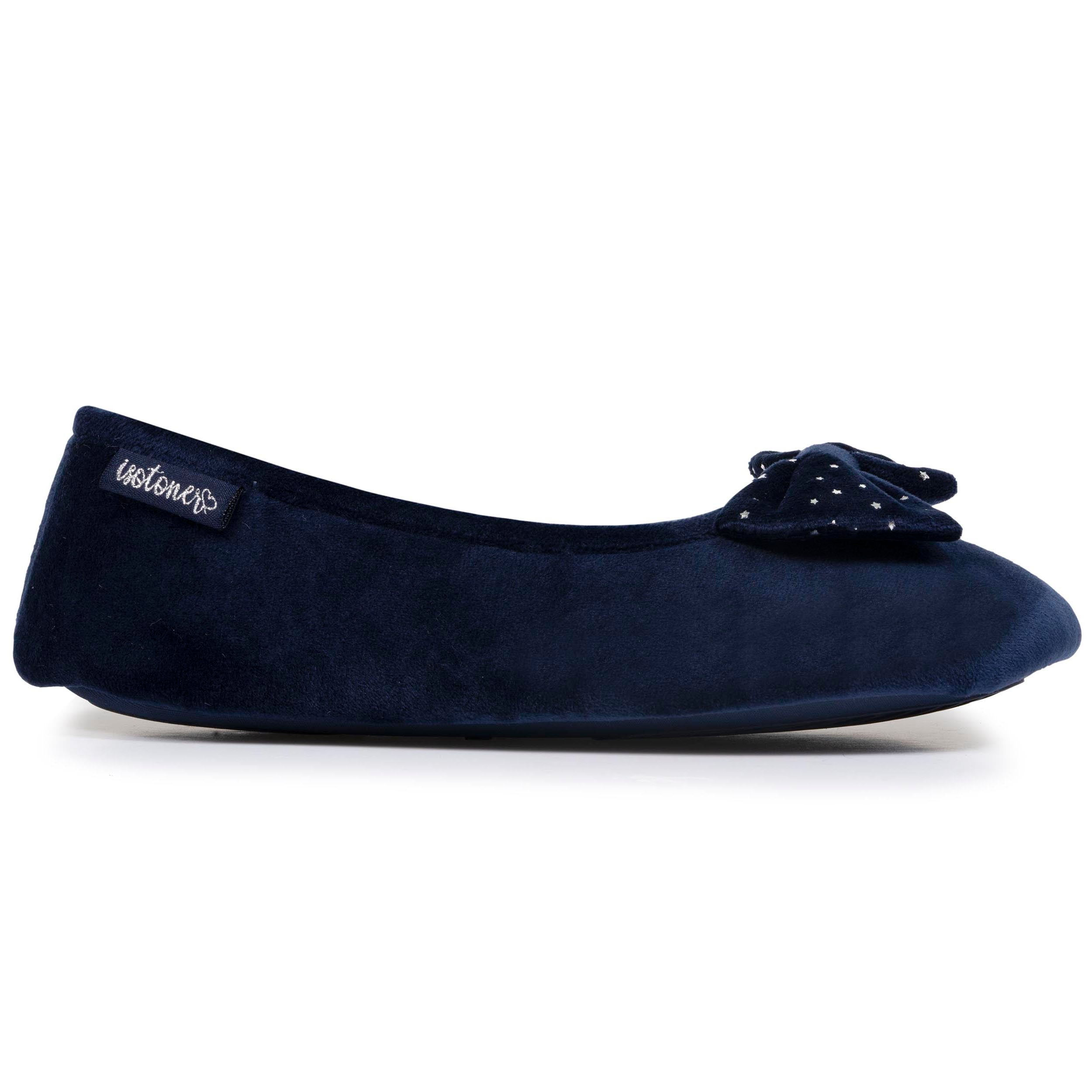 isotoner-chaussons-ballerines-femme-n-ud-toil-marine image 8