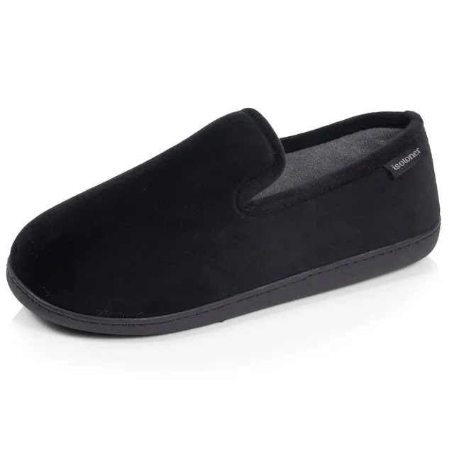 isotoner-chaussons-charentaises-homme-noir-gris-m-moire-de-forme image 1