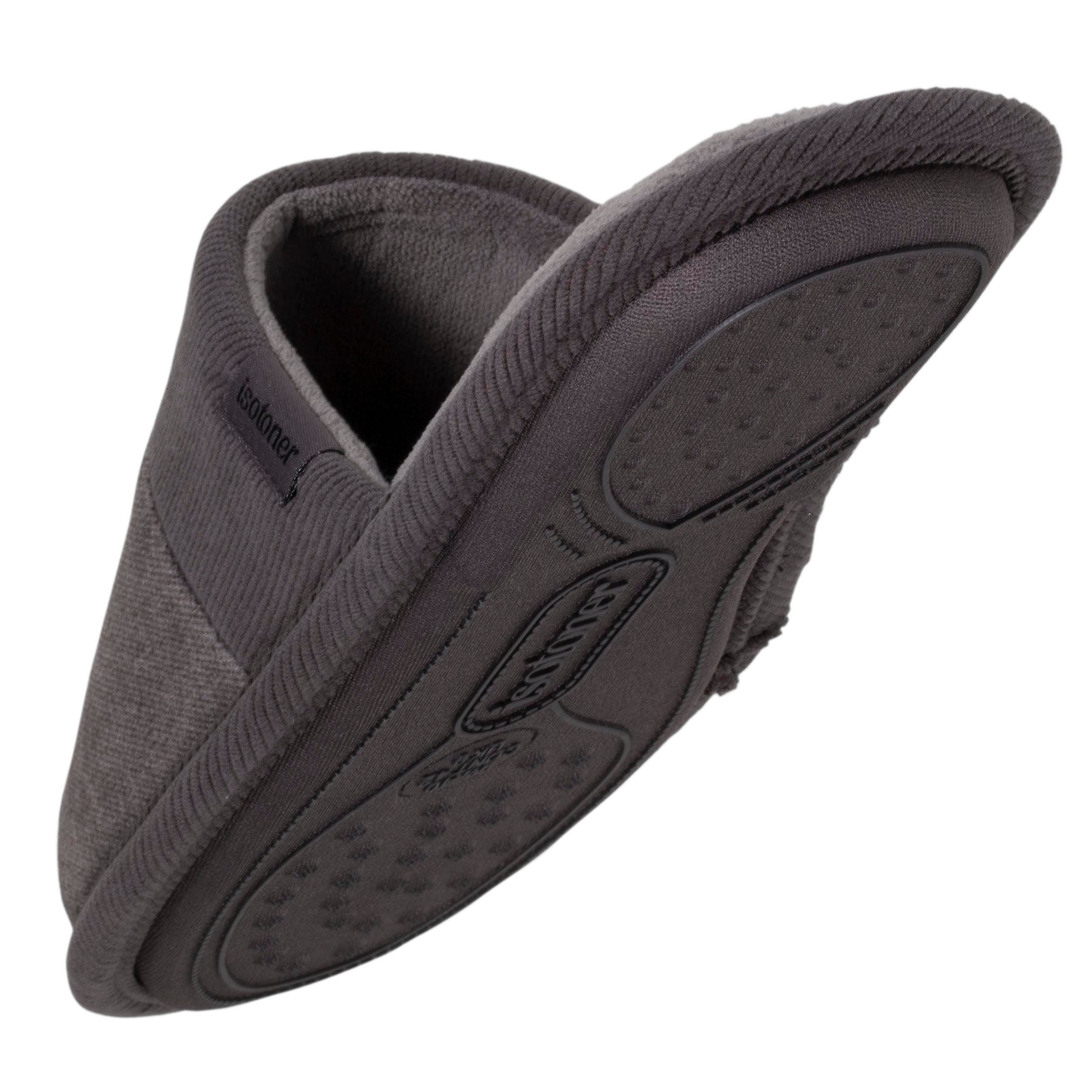isotoner-chaussons-mules-ouvertes-homme-gris-microvelours image 5