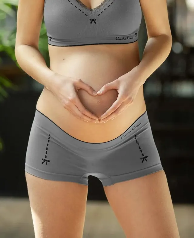 cache-c-ur-illusion-shorty-de-grossesse-taille-basse-gris image 1