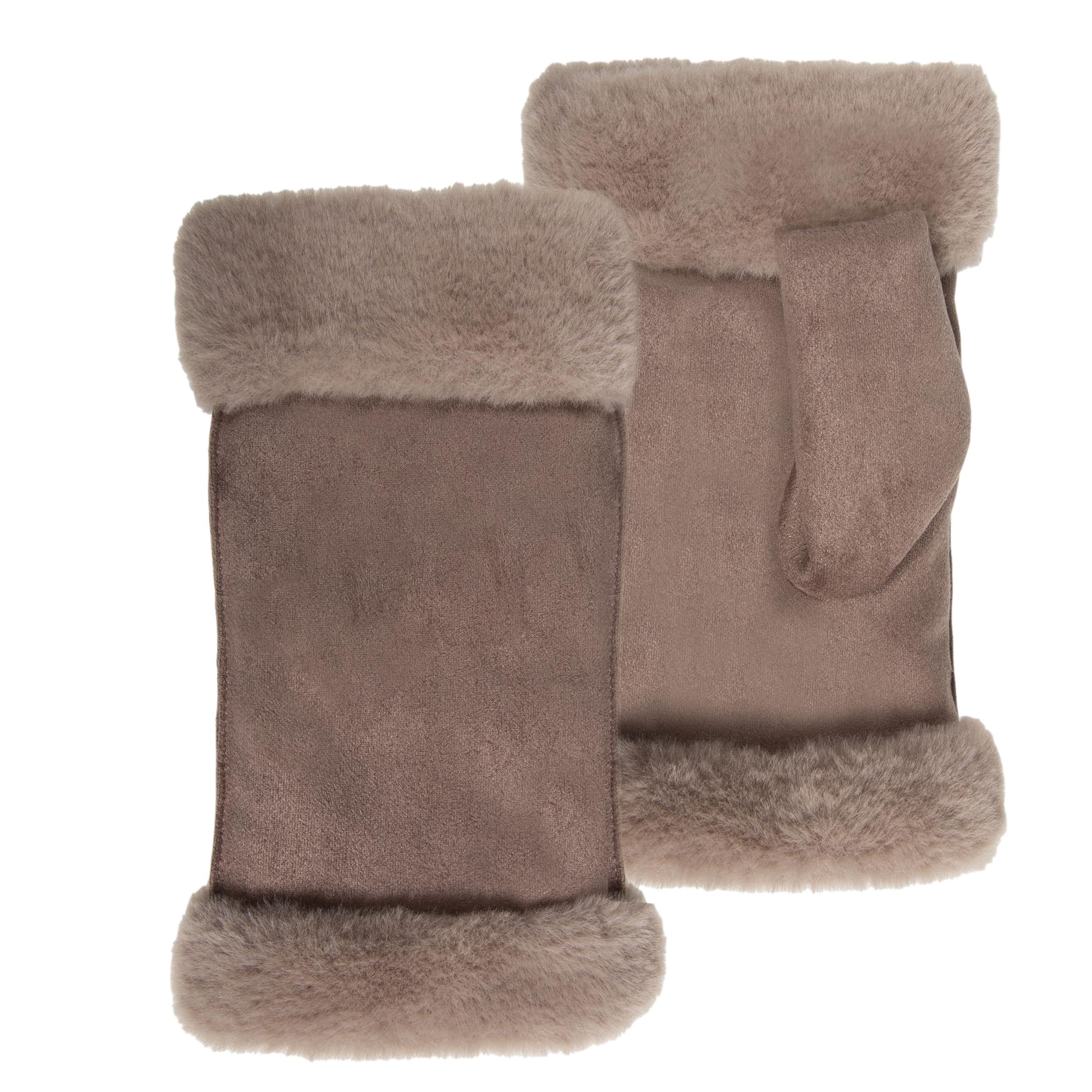 isotoner-mitaines-femme-su-dine-taupe-fourrure-chaude image 1