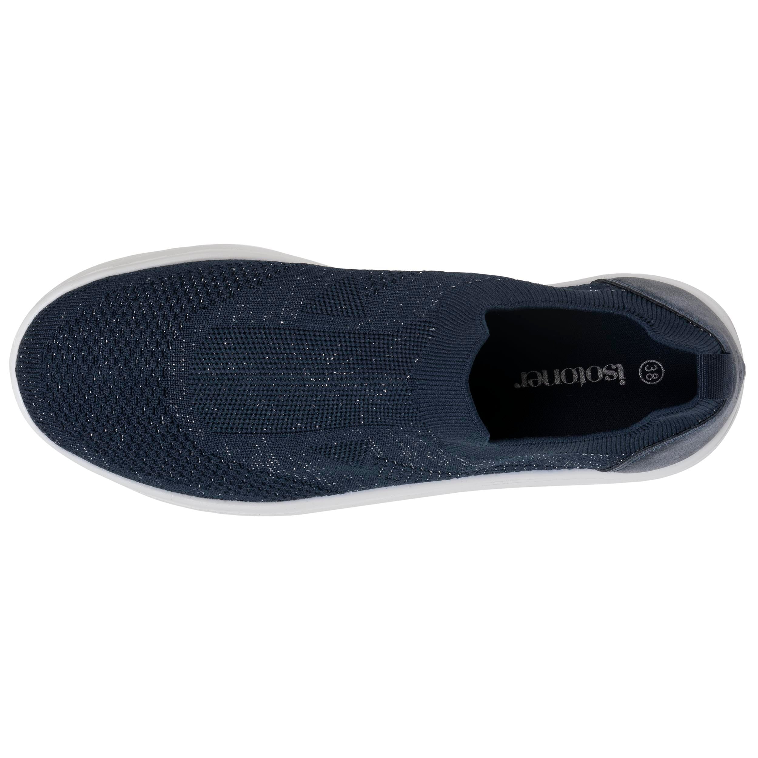 isotoner-baskets-femme-slip-on-plateforme-marine-lurex image 2