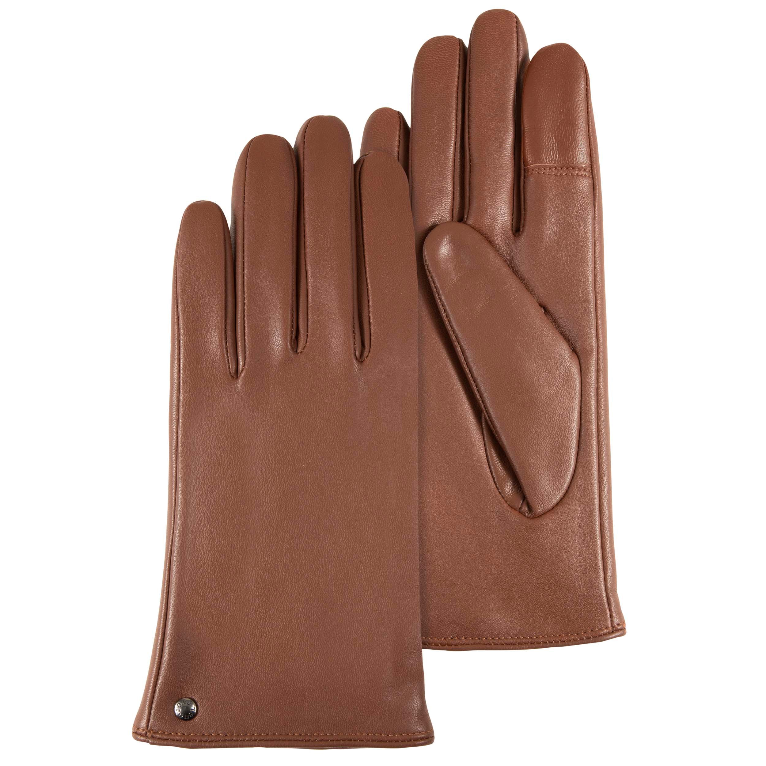 isotoner-gants-femme-tactiles-cuir-chaud-cognac image 1