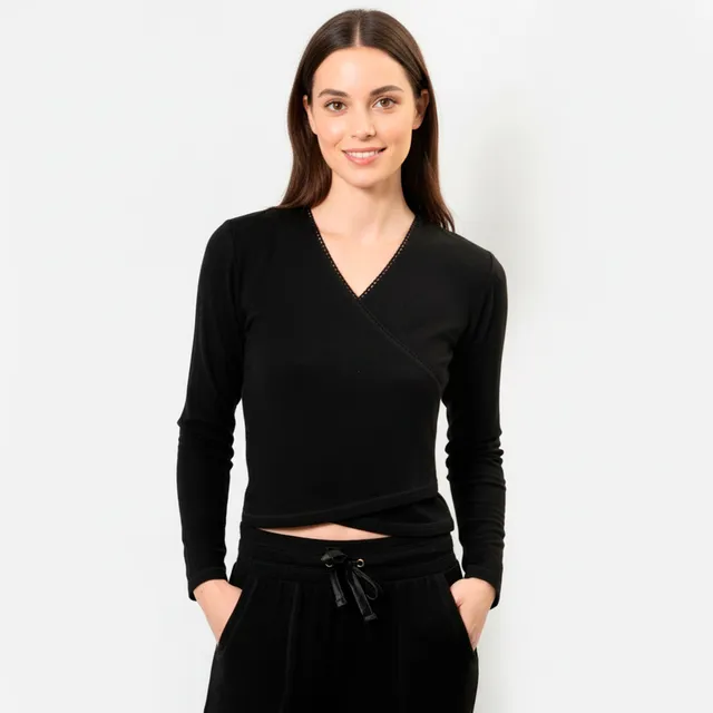 isotoner-t-shirt-cache-c-ur-femme-noir-dentelle-viscose-ecovero image 1