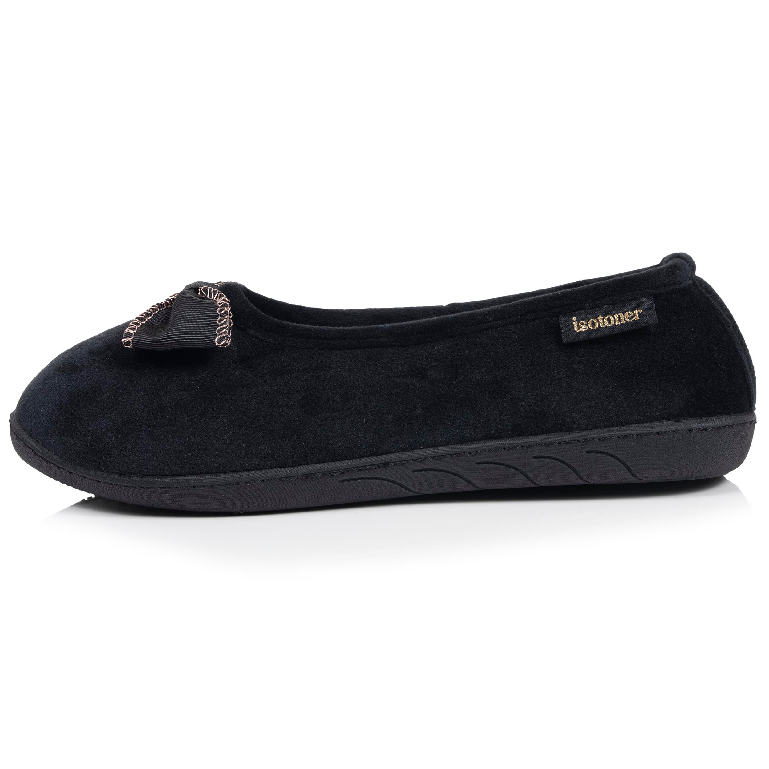 isotoner-chaussons-ballerines-femme-noir-microvelours-m-moire-de-forme image 4