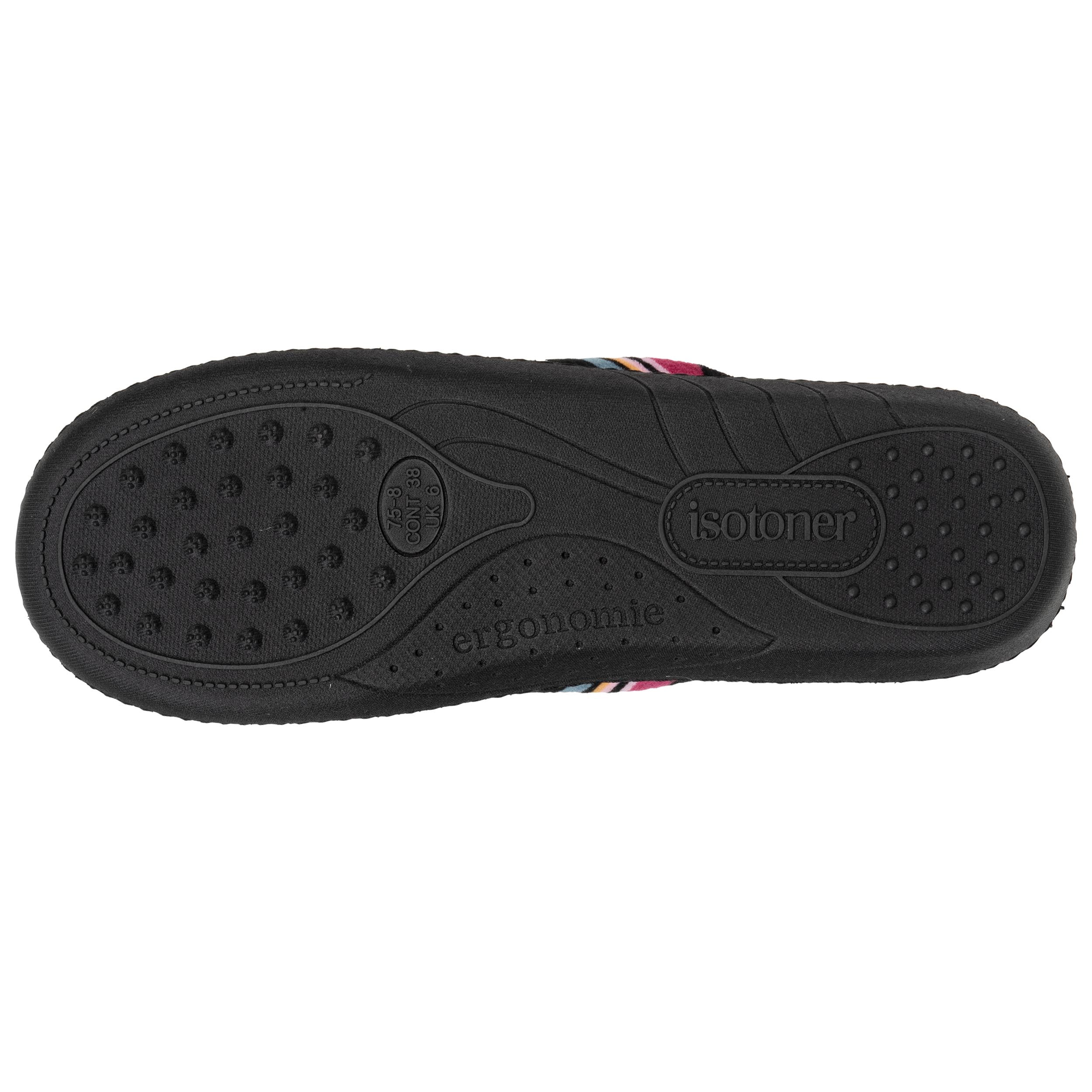 isotoner-chaussons-mules-femme-rayures-roses-m-moire-de-forme image 5