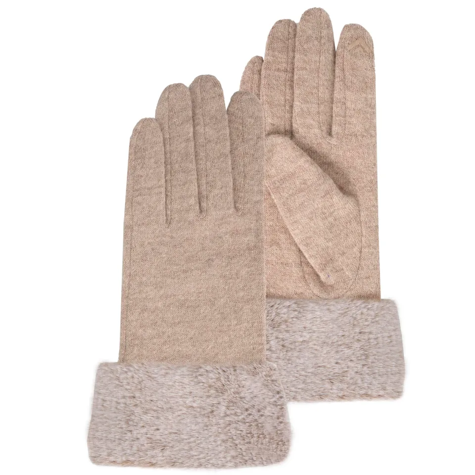 isotoner-gants-femme-tactiles-laine-beige image 1