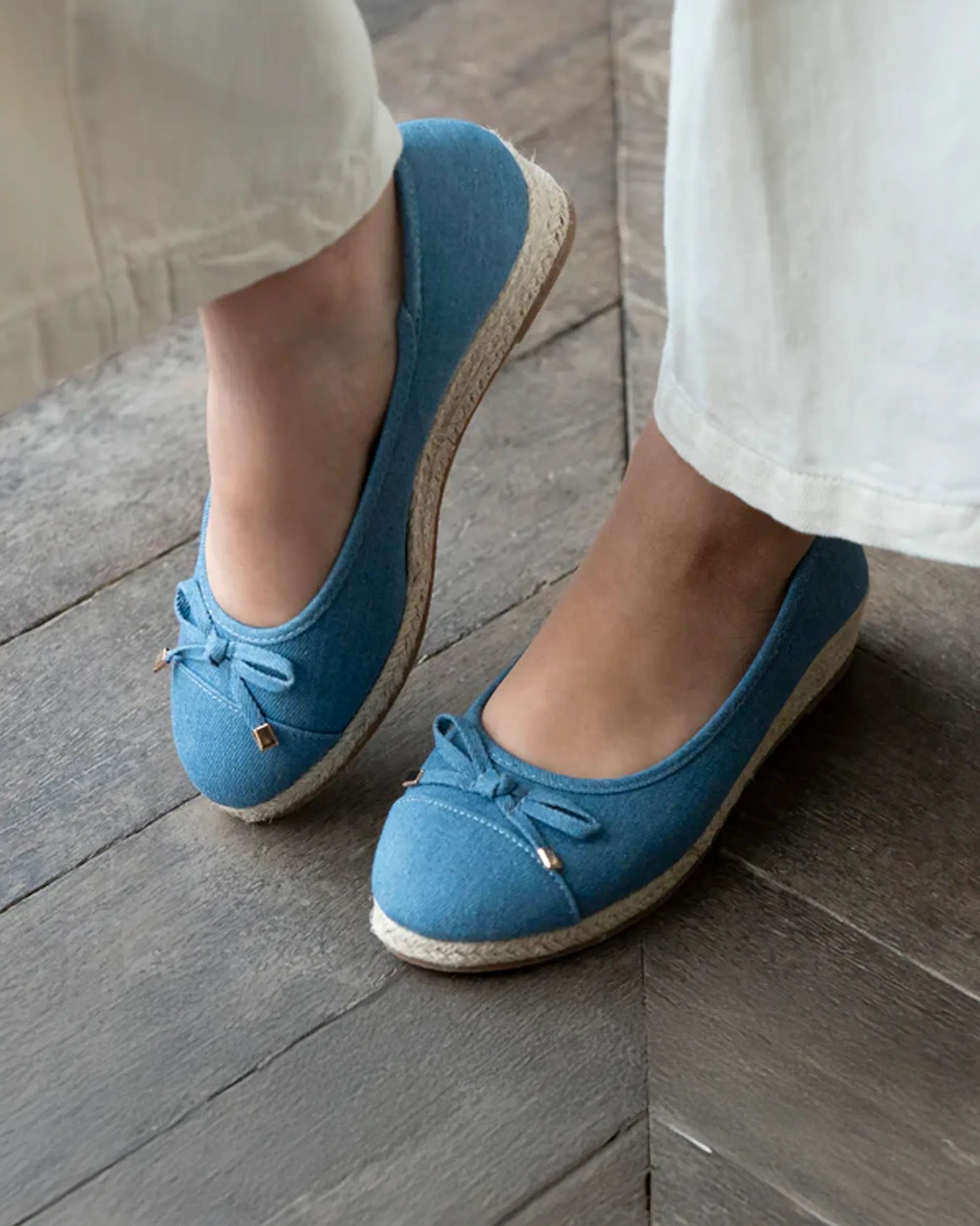 isotoner-ballerines-femme-corde-talon-compens-4cm-bleu image 2