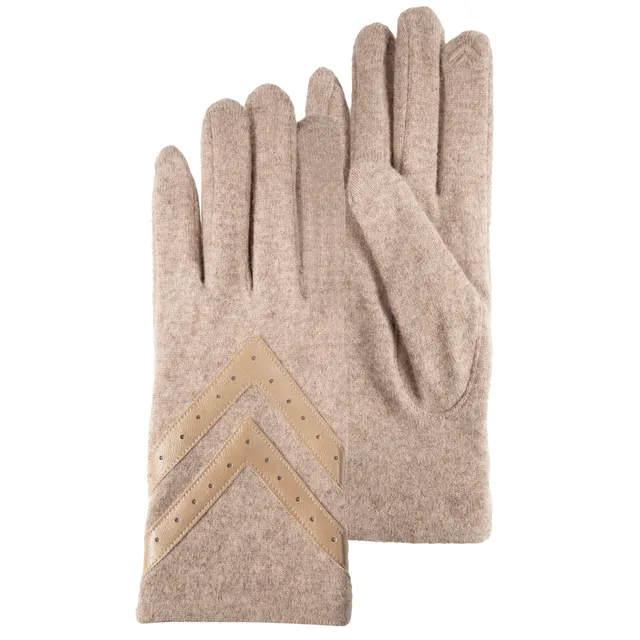 isotoner-gants-femme-tactiles-laine-beige-smartouch image 1