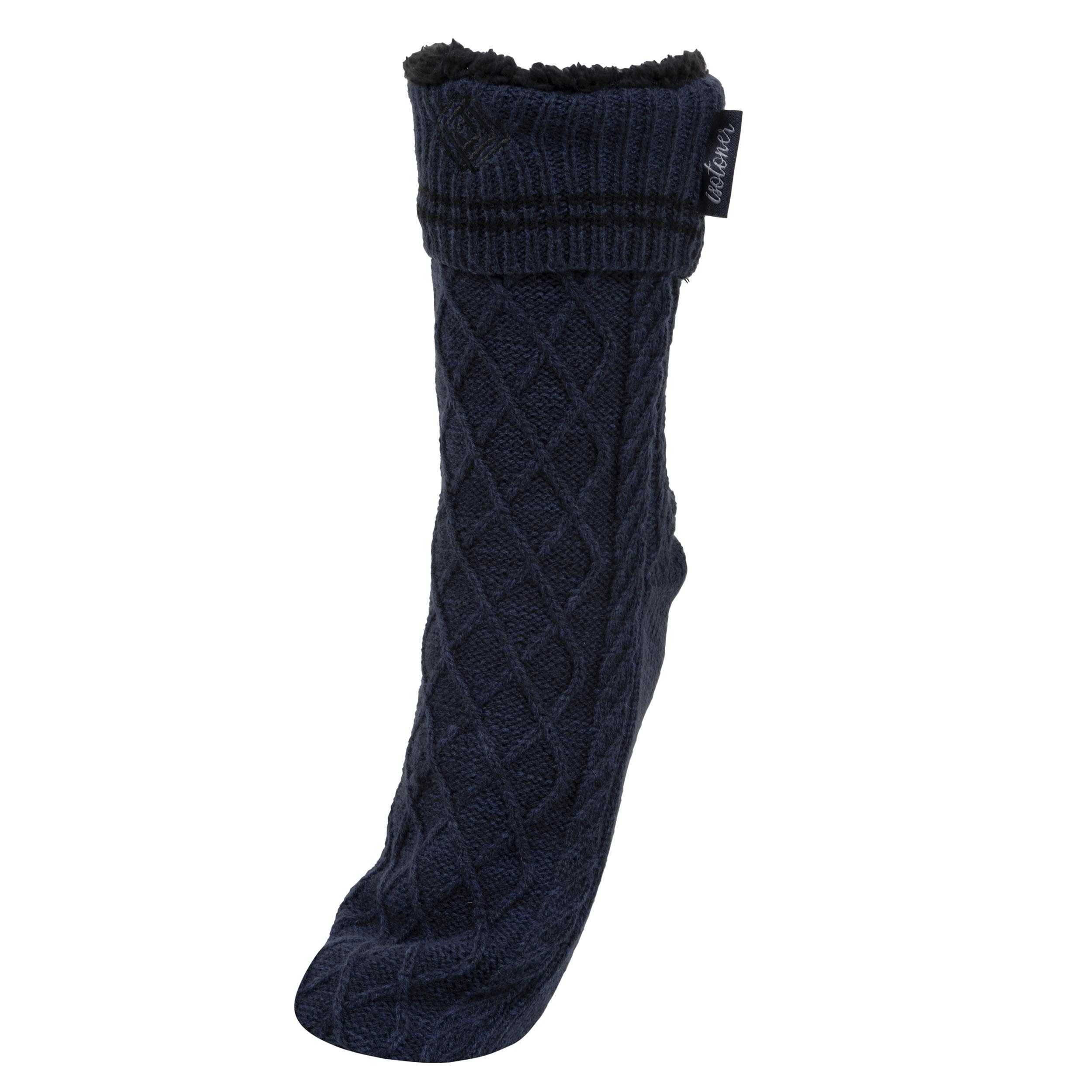 isotoner-chaussettes-fourr-es-homme-maille-marine-chin image 1