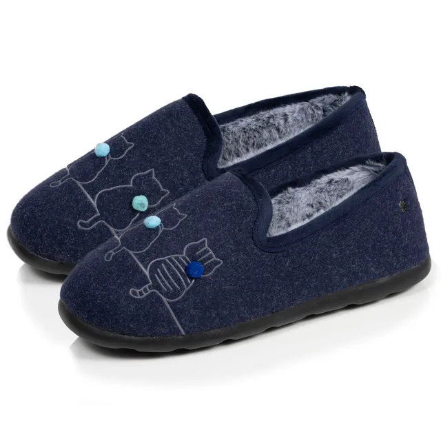 isotoner-chaussons-slippers-femme-bleu-charentaises image 1