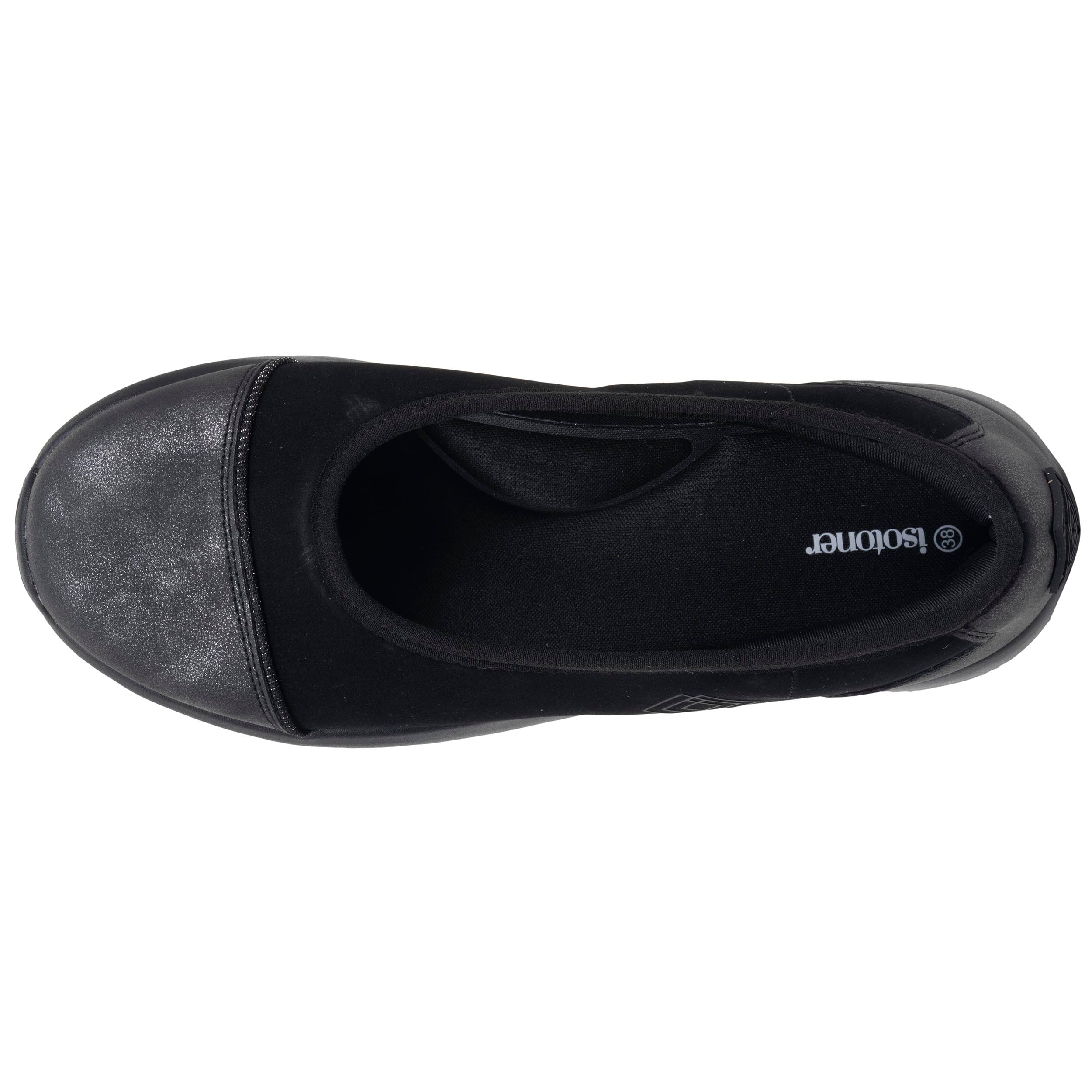 isotoner-ballerines-femme-slip-on-noir-gris-everywear image 2
