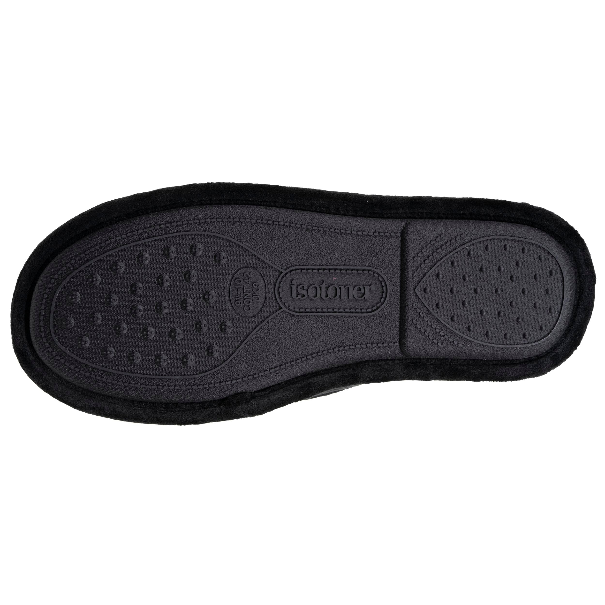 isotoner-chaussons-sans-g-nes-homme-noir-tartan-lastiqu-s image 4