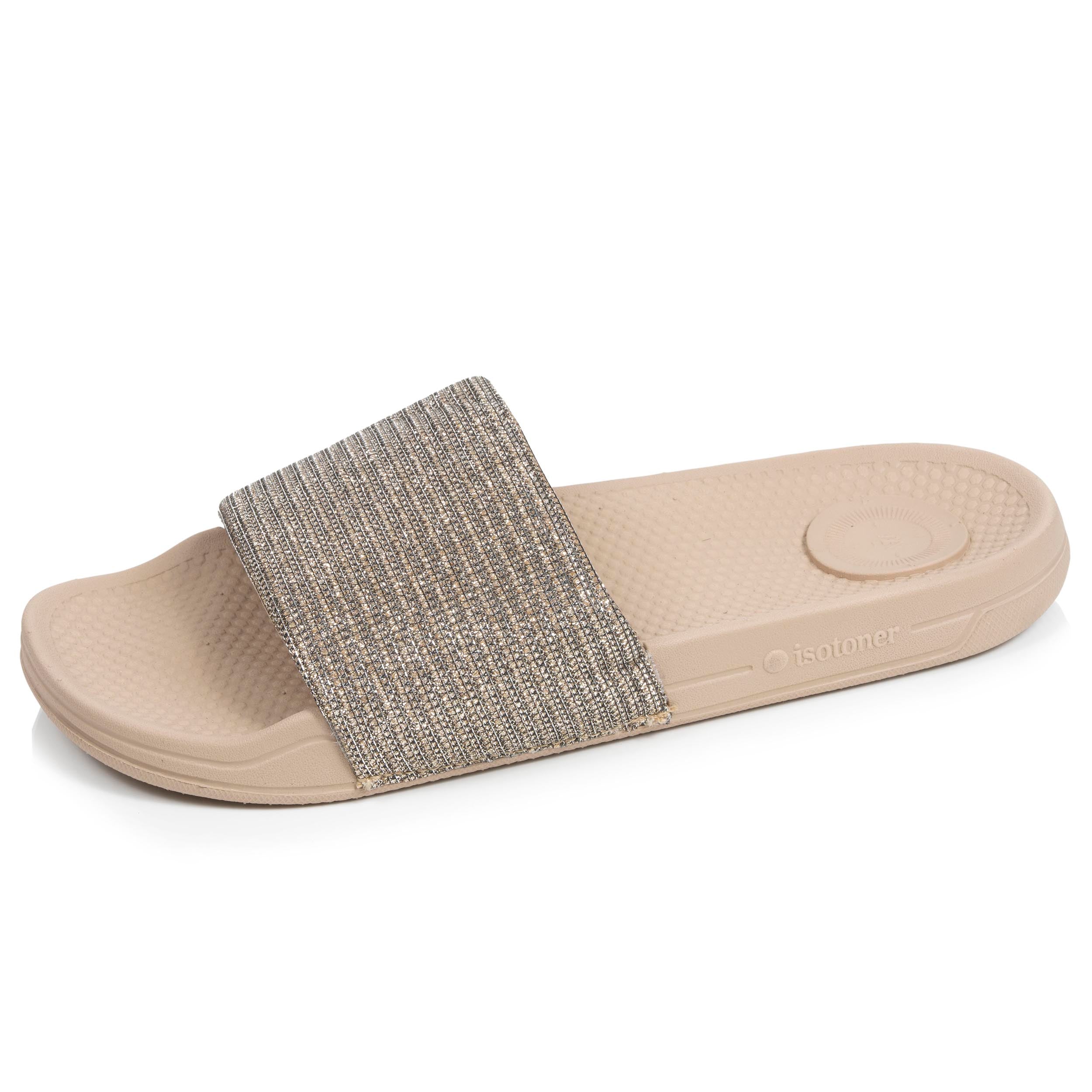 isotoner-mules-claquettes-femme-everywear-beige-strass image 1