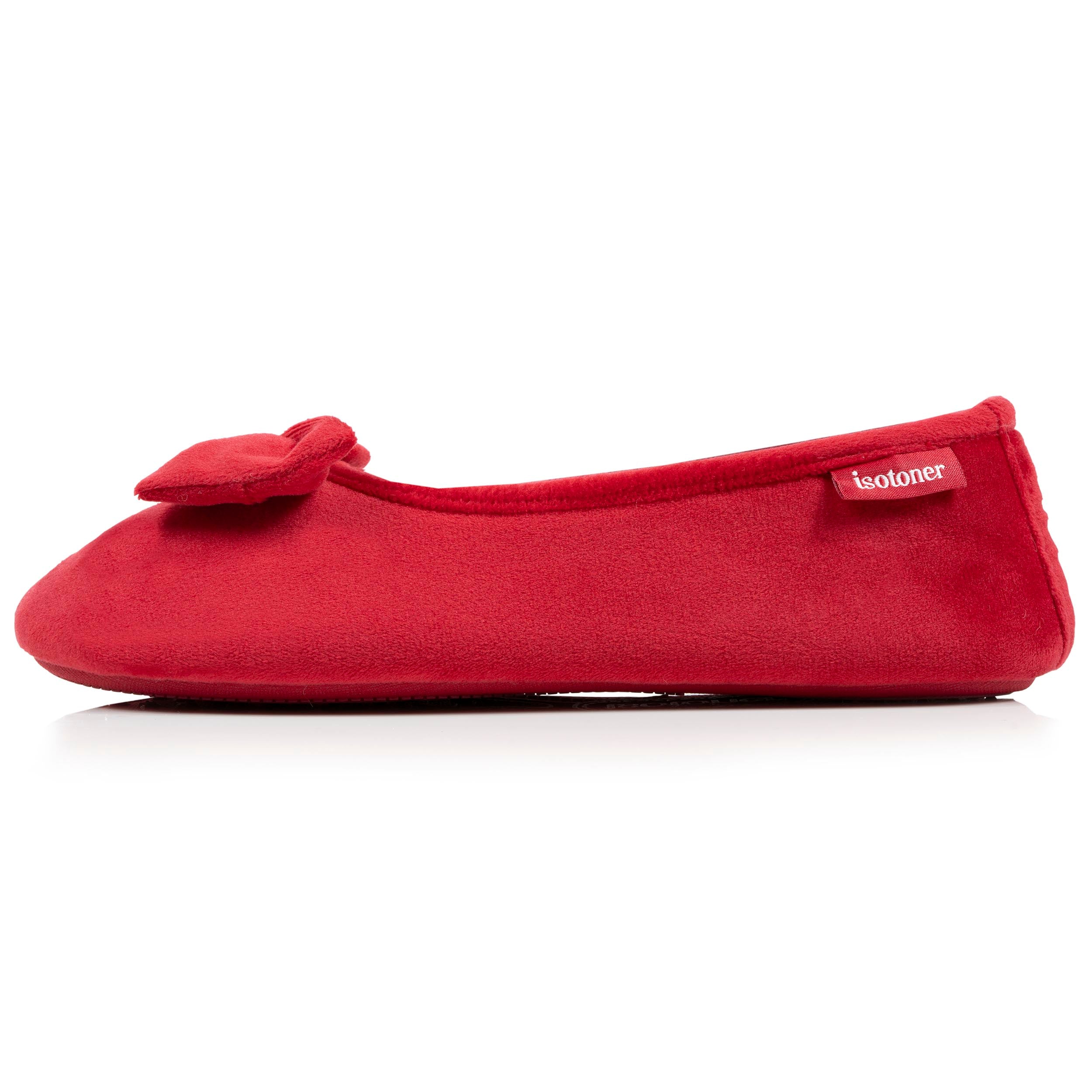 isotoner-chaussons-ballerines-femme-rouge-m-moire-de-forme image 4