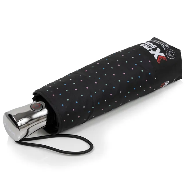 isotoner-parapluie-x-tra-solide-28-cm-mini-pois-noir image 1