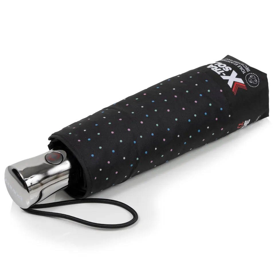 isotoner-parapluie-x-tra-solide-28-cm-mini-pois-noir image 1