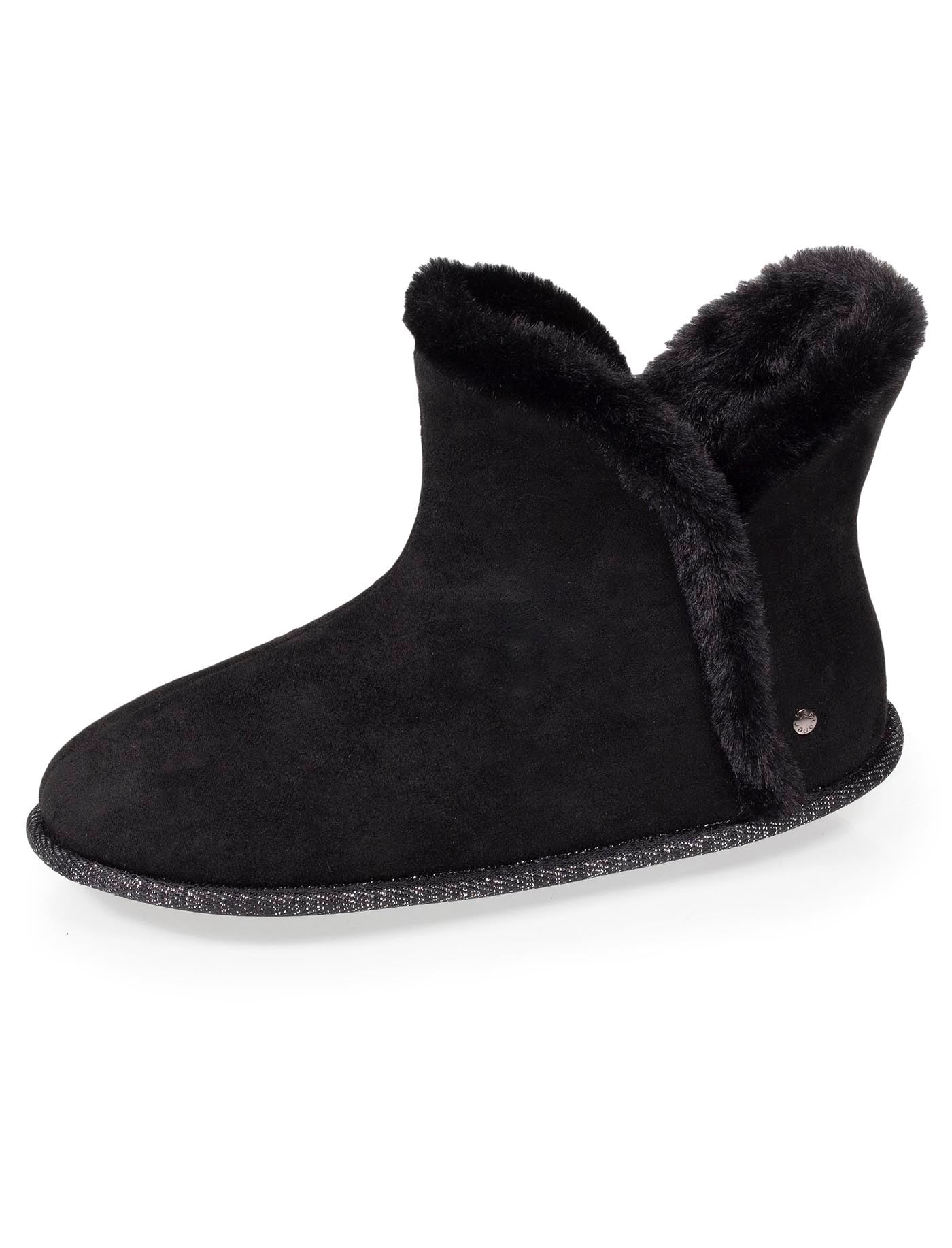 isotoner-chaussons-bottillons-femme-su-dine-noir-liser-fourrure image 6