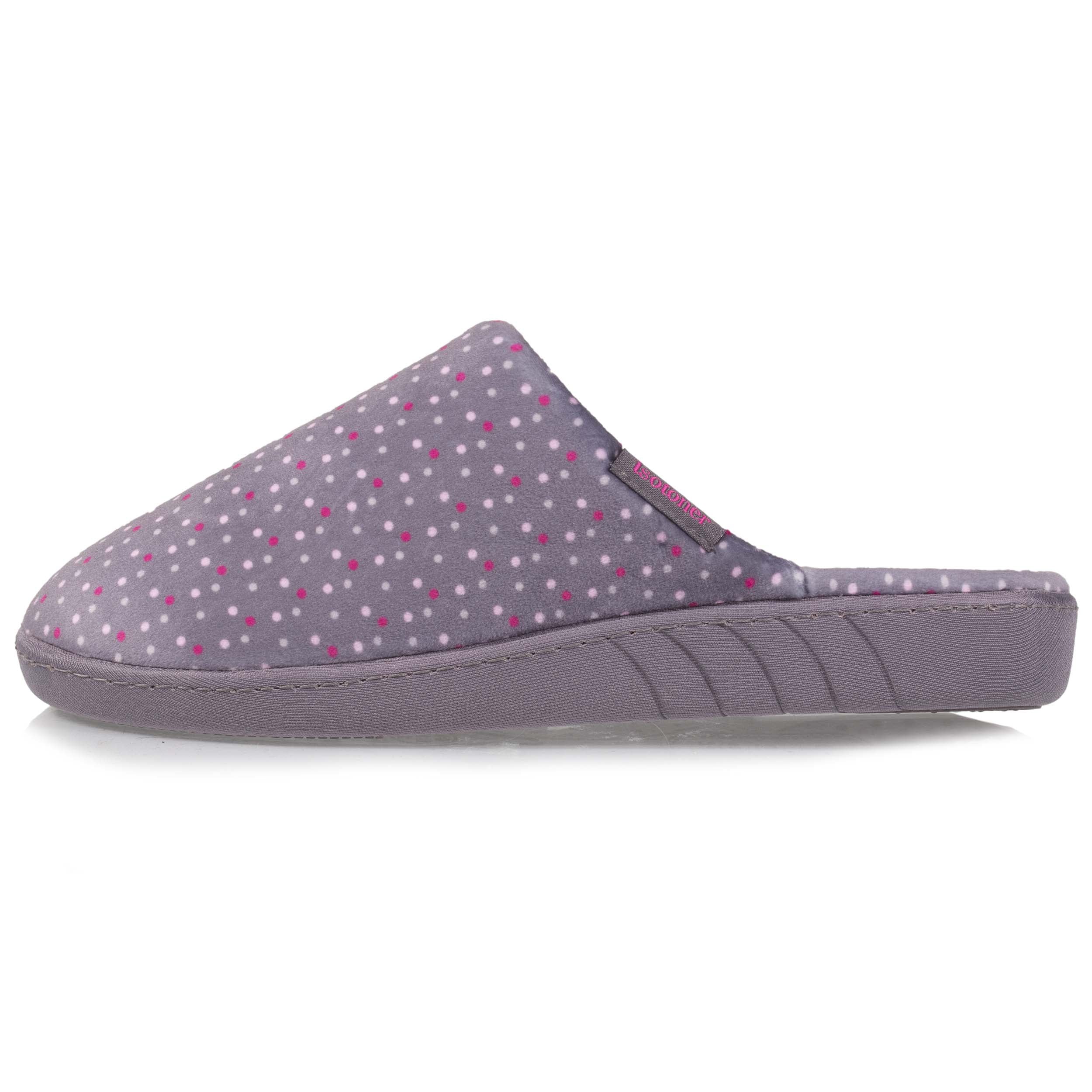 isotoner-chaussons-mules-femme-pois-violet image 3