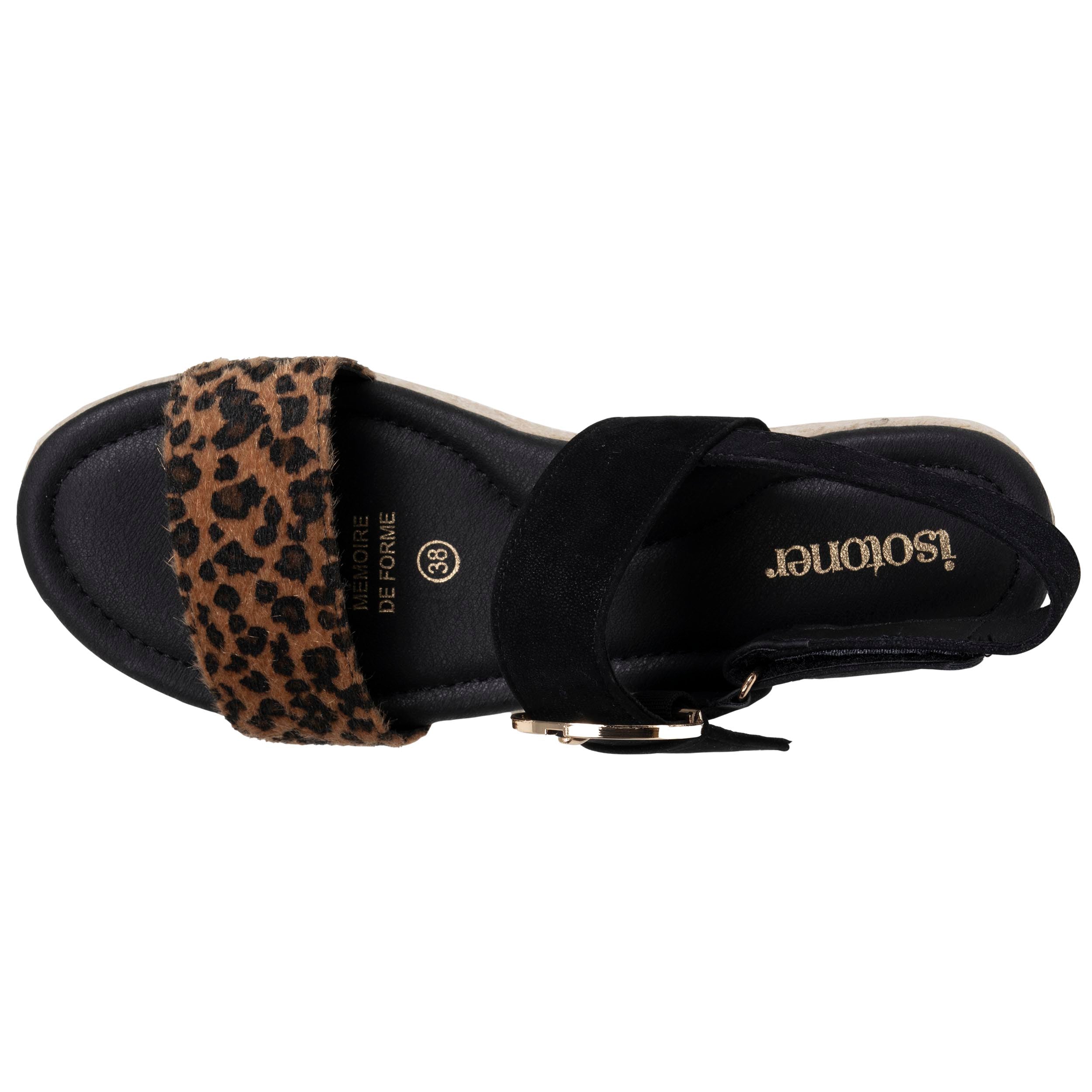 isotoner-sandales-femme-corde-tress-e-noir-l-opard image 3
