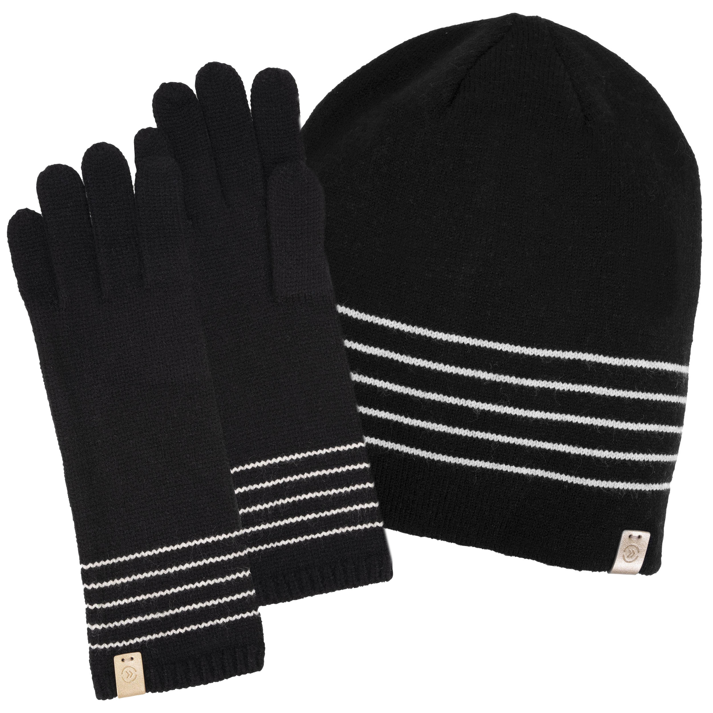 isotoner-bonnet-femme-ultra-doux-noir-rayures image 4